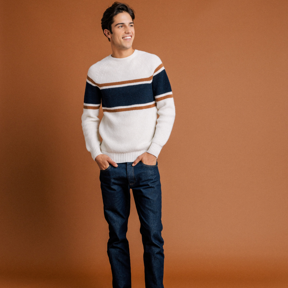 pull manches longues fabrique en france ecru homme Pull manches longues fabriqué en France ecru homme