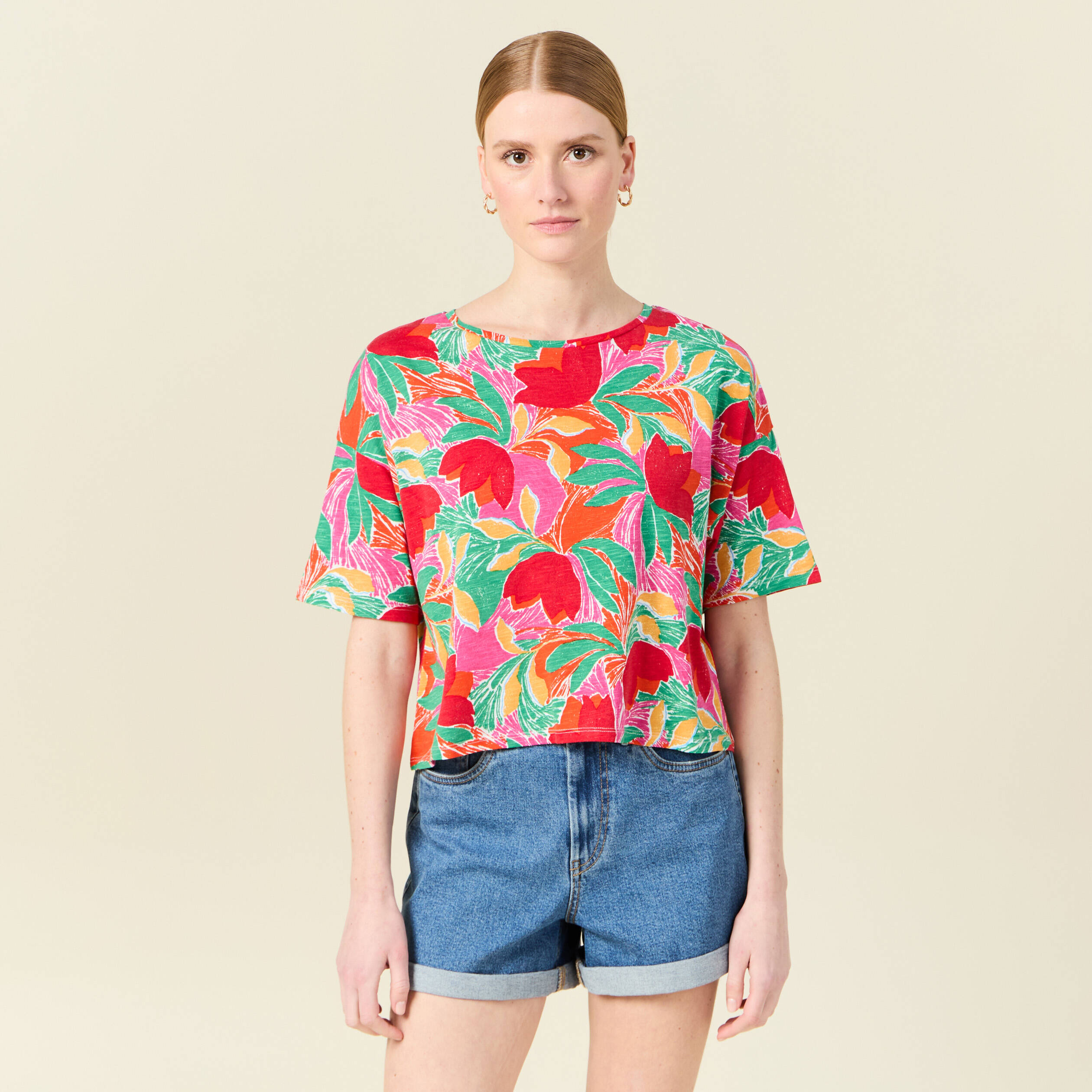 t shirt manches courtes multicolore femme T-shirt manches courtes multicolore femme