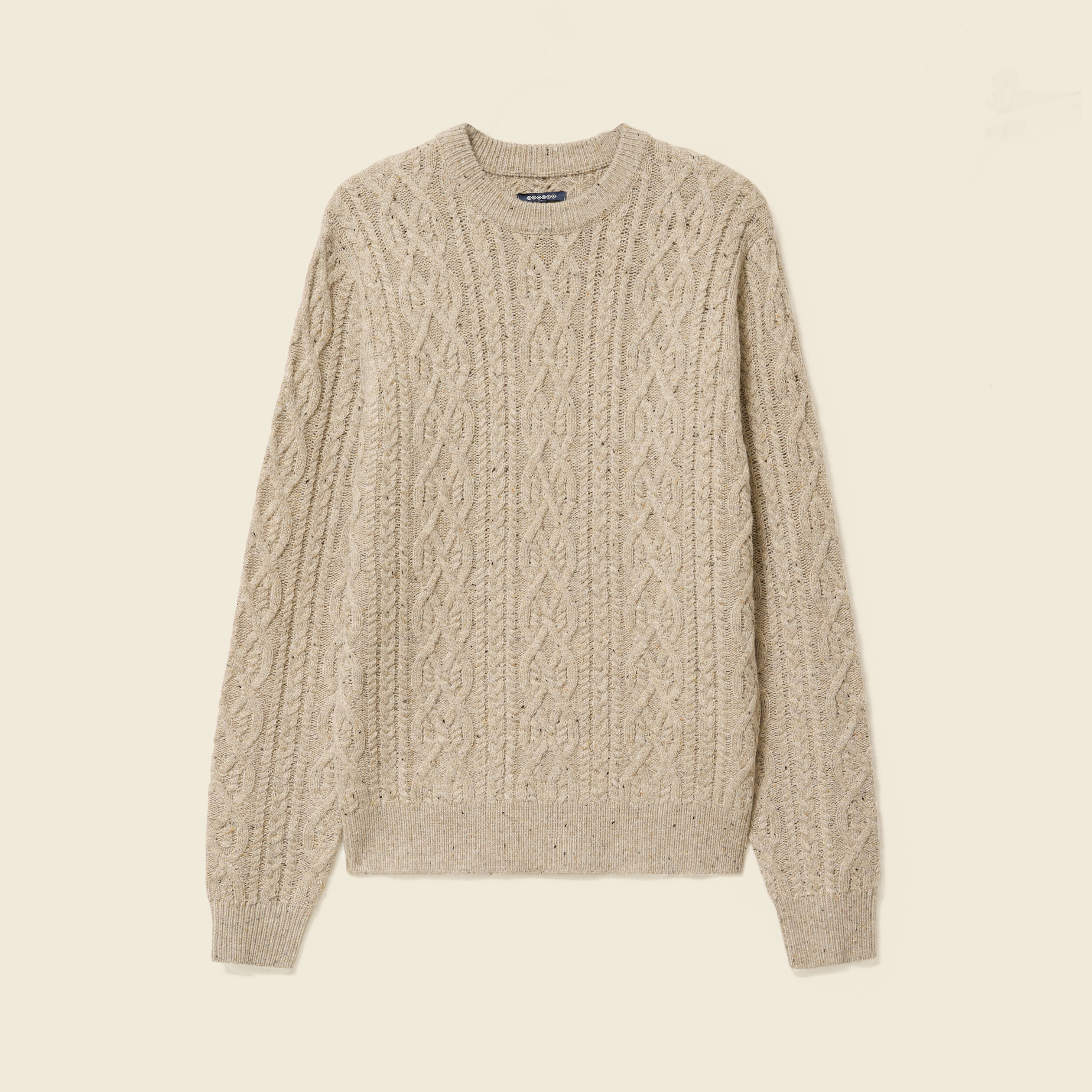 Pull col rond beige homme