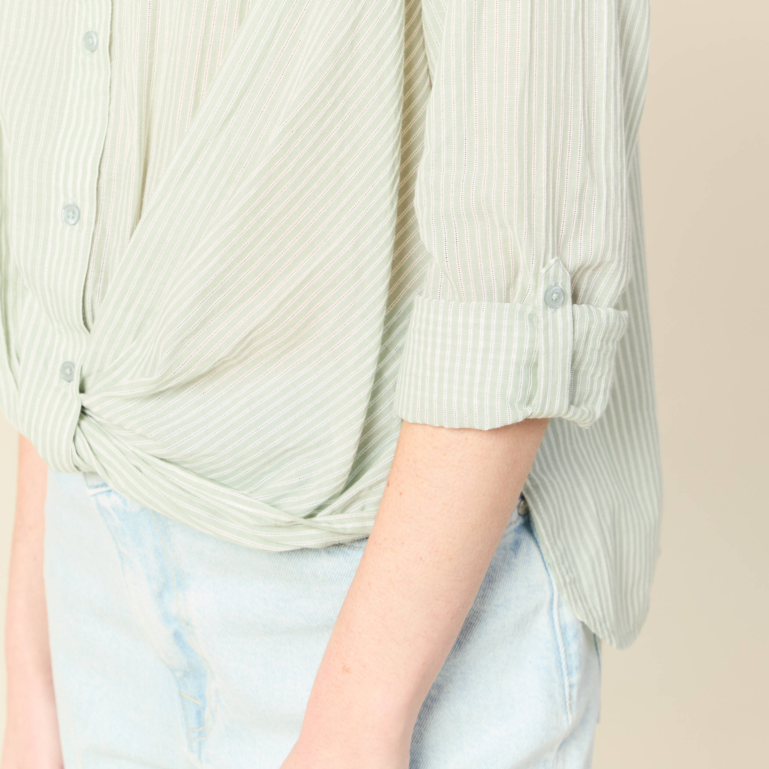 Blouse manches longues vert olive femme
