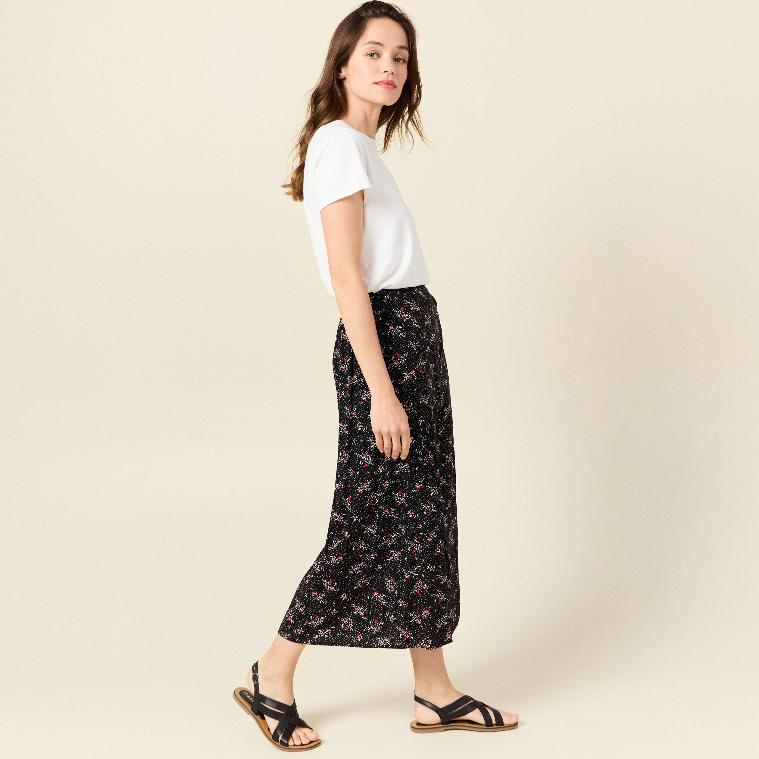 jupe longue evasee noir femme Jupe longue évasée noir femme
