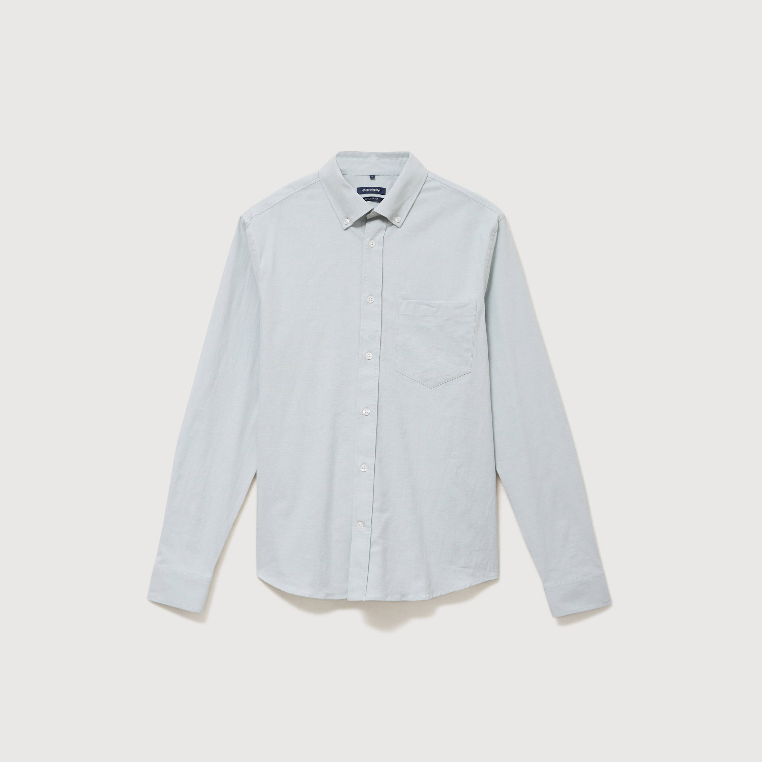 Chemise manches longues col am&eacute;ricain vert clair homme
