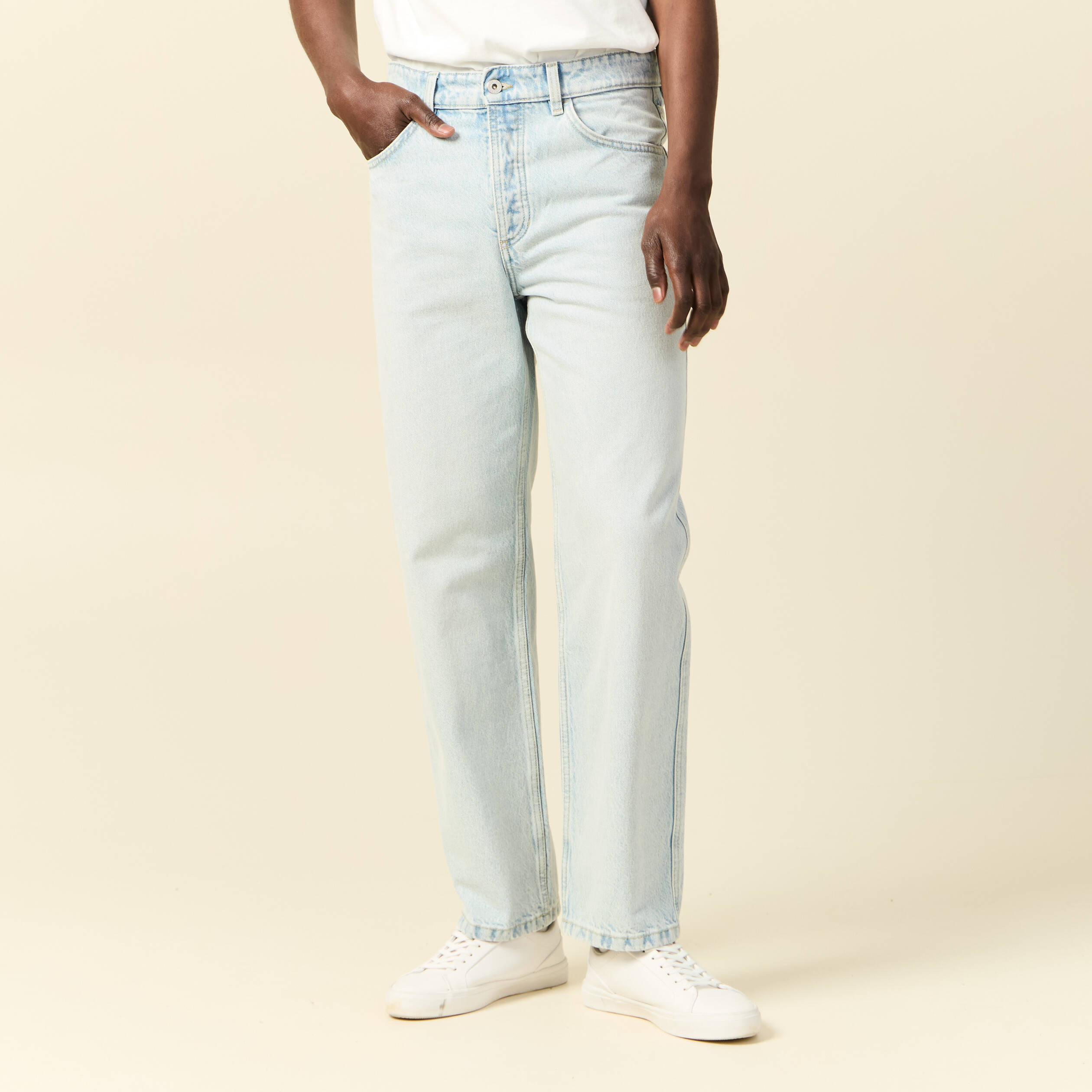 jeans large 5 poches denim snow bleach homme Jeans large 5 poches denim snow bleach homme