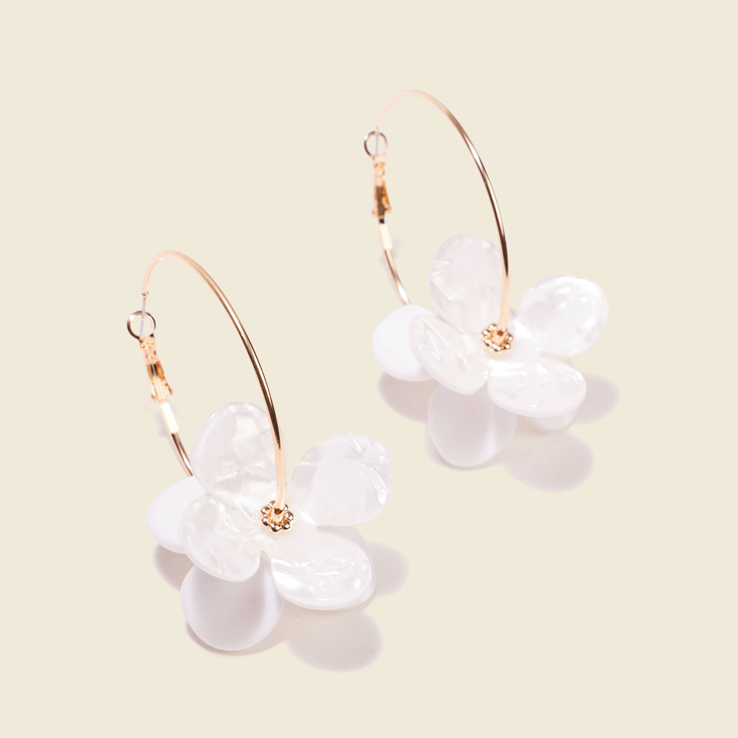 Boucles D'Oreilles Créoles Multi-Perles J.Crew - Couleur Sundried Linen/Or - NEUF Avec étiquettes