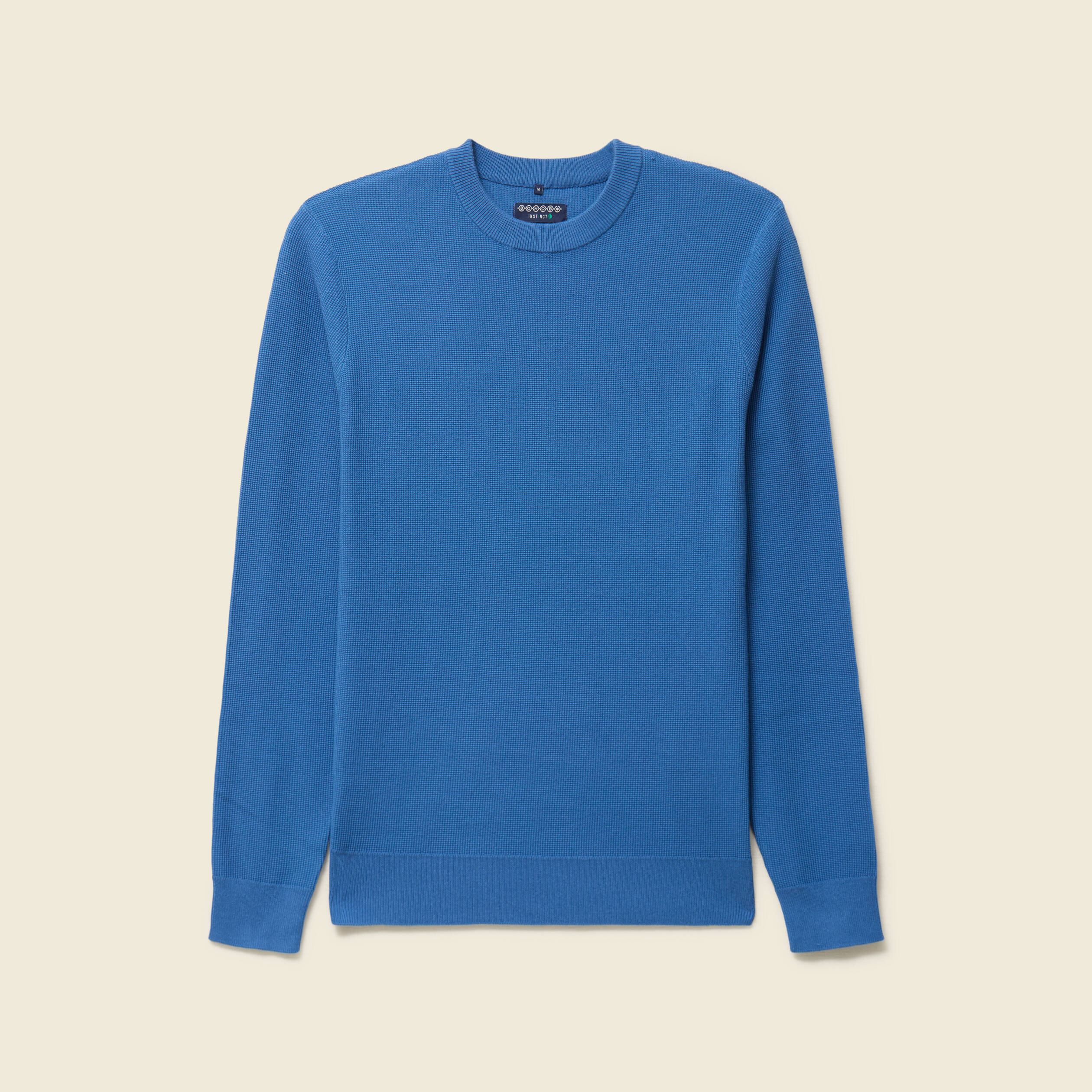 Pull fin col rond manches longues bleu fonc&eacute; homme