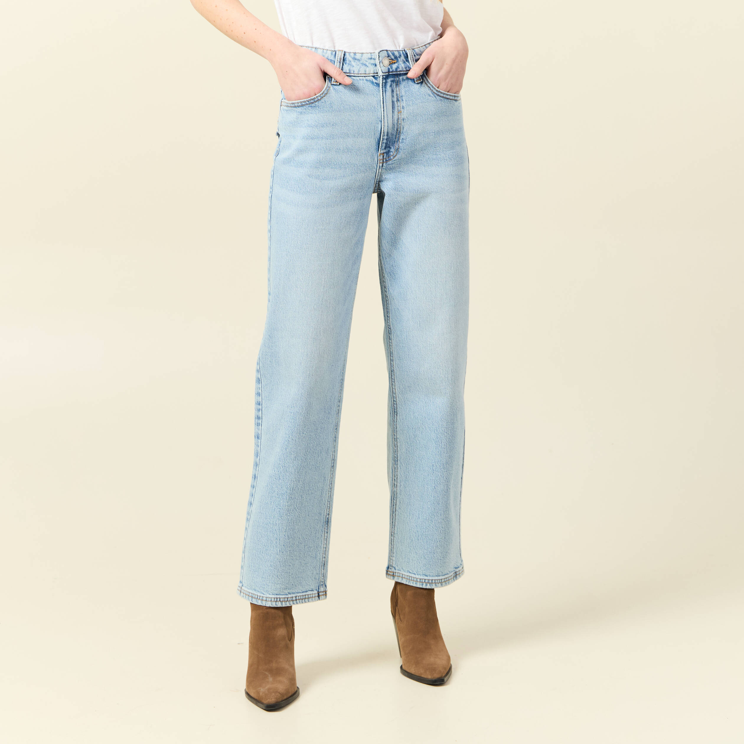 jeans droit 78eme denim bleach femme Jeans droit 7/8ème denim bleach femme