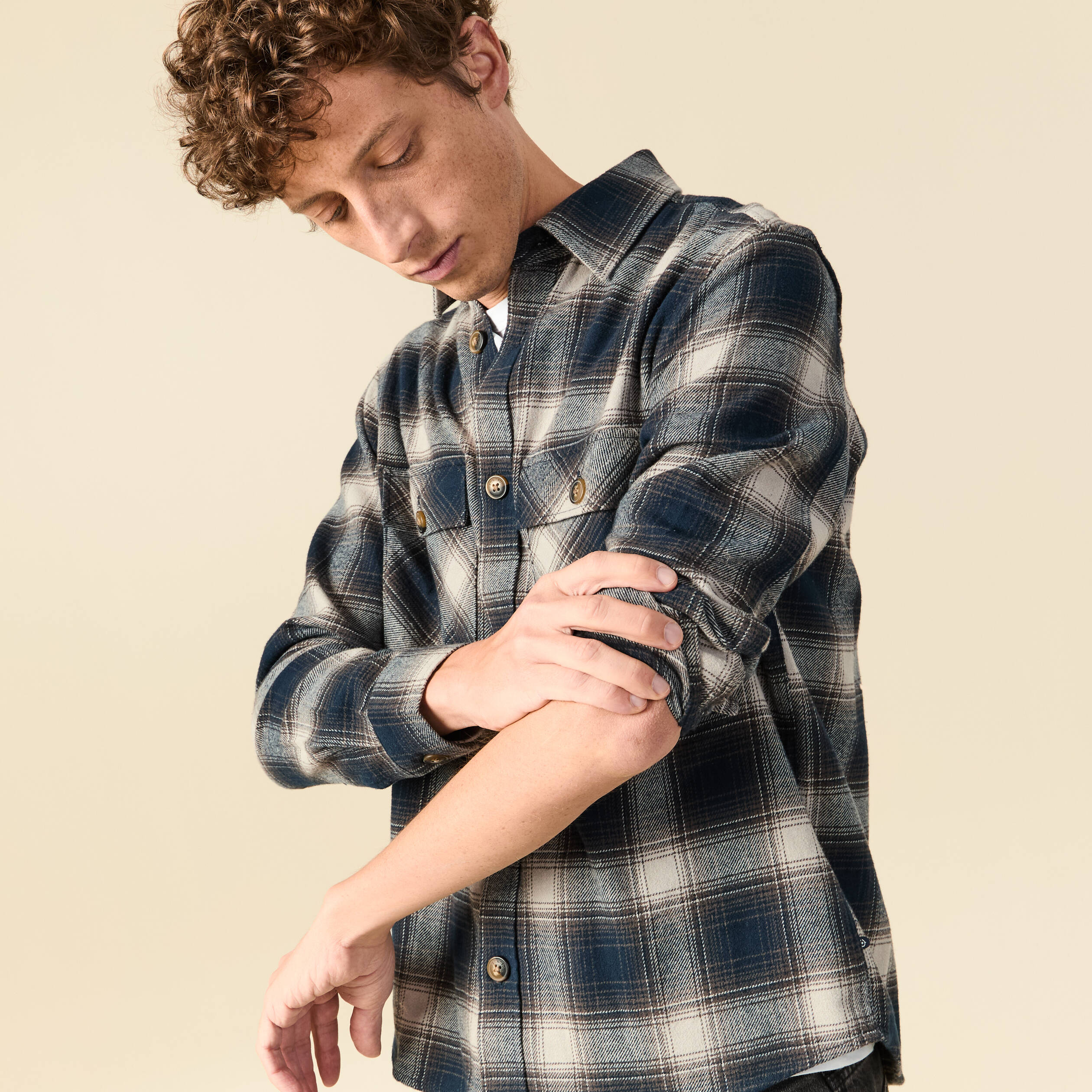 Surchemise oversize en coton bleu marine homme