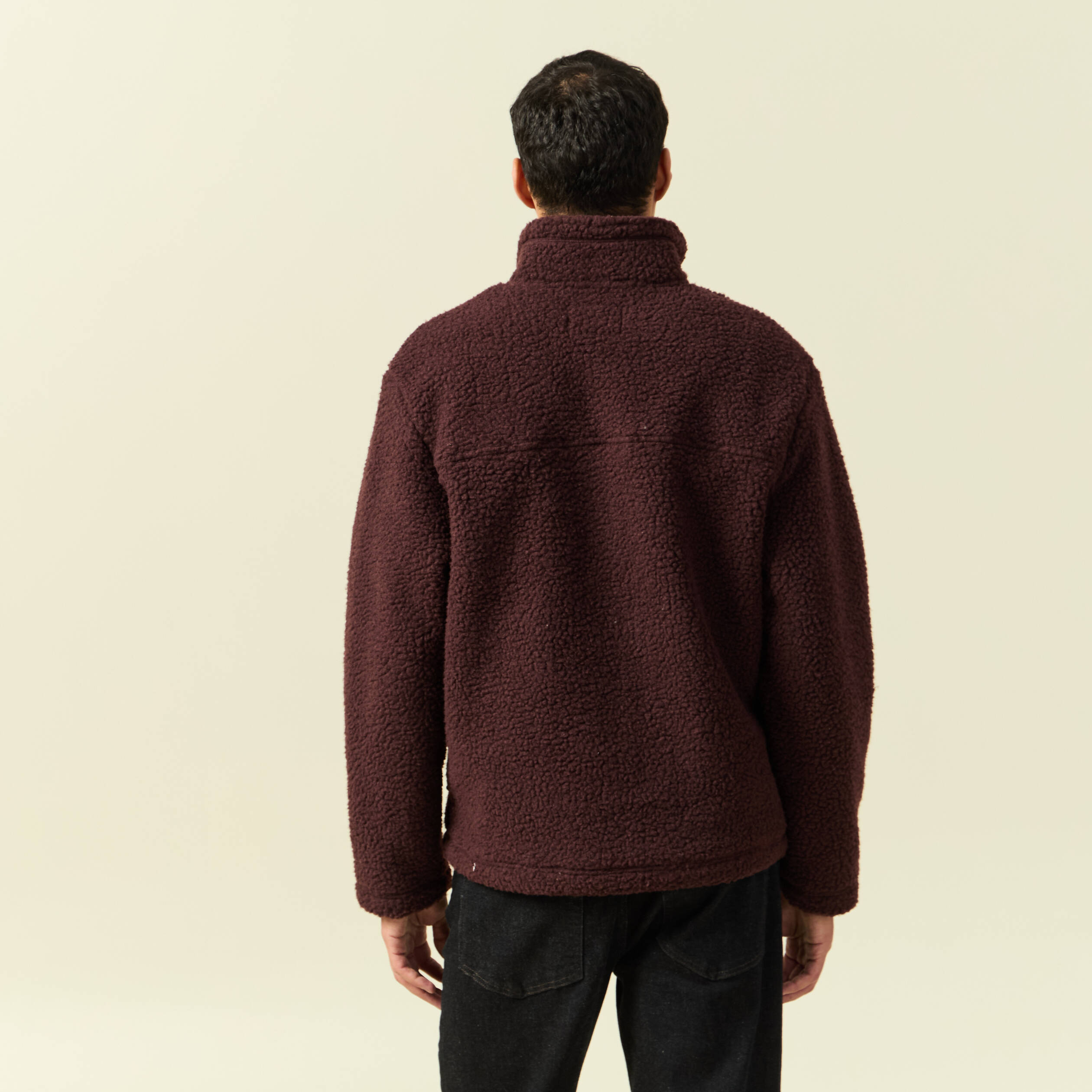 Sweat effet polaire col montant bordeaux homme