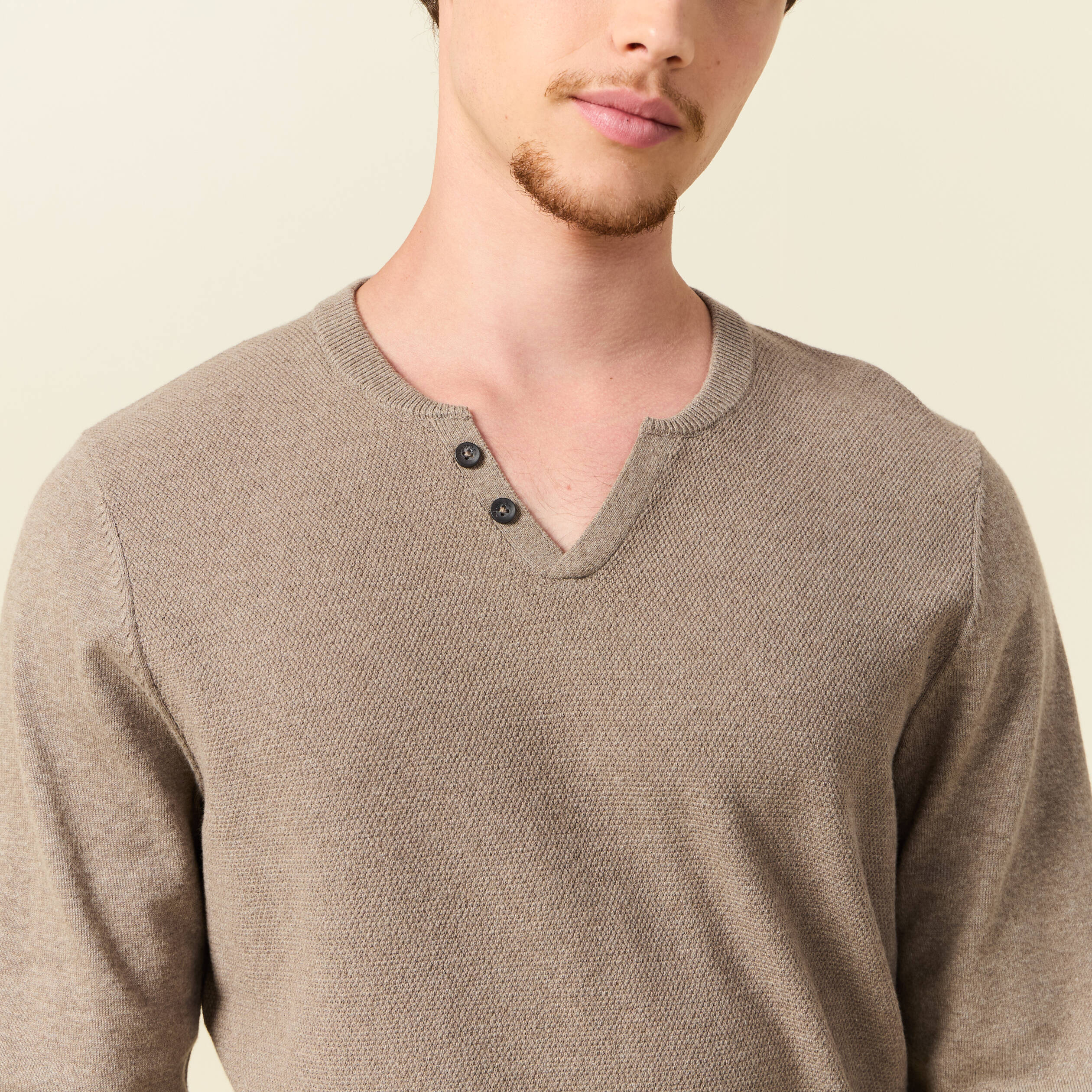Pull manches longues vert kaki homme
