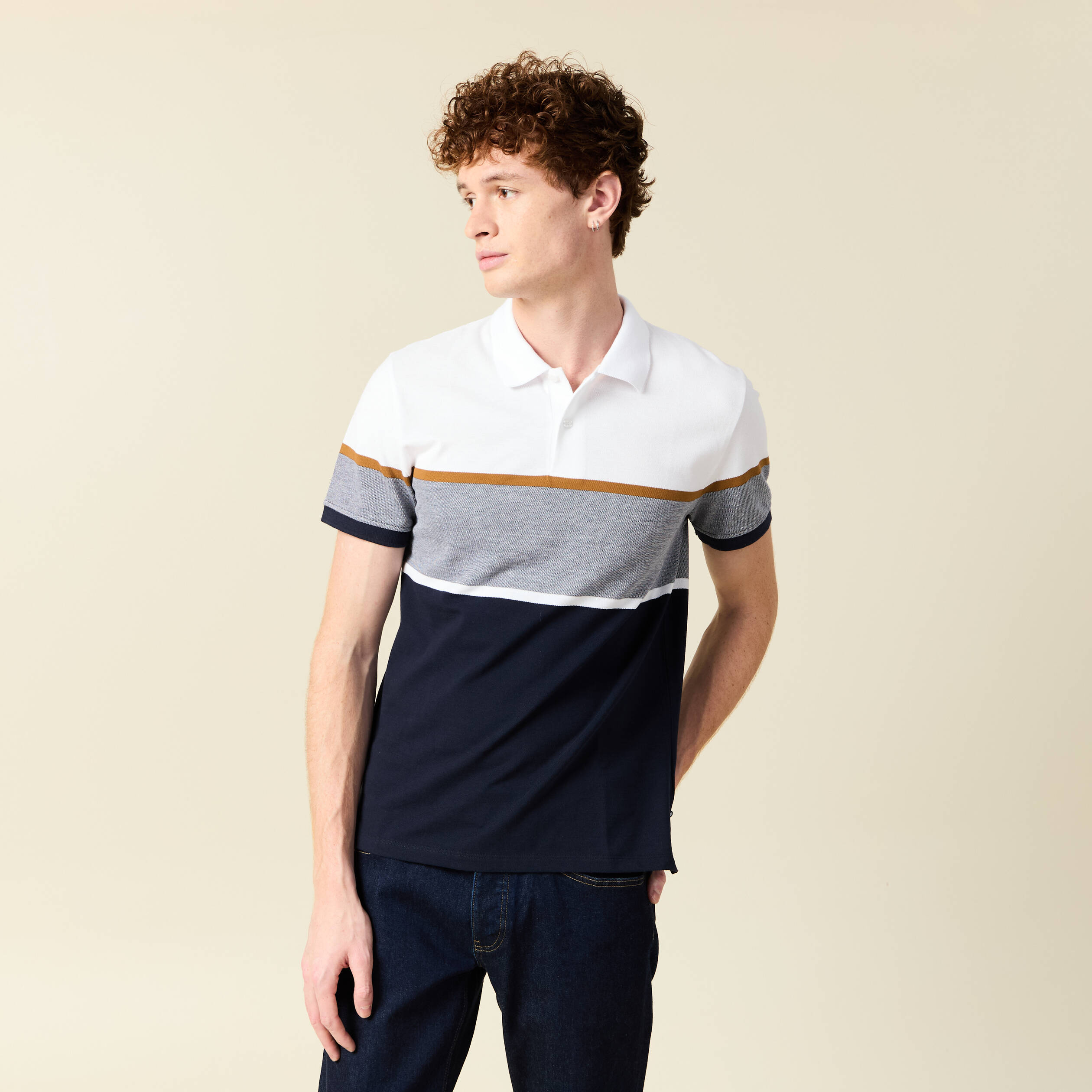 Polo manches courtes blanc homme