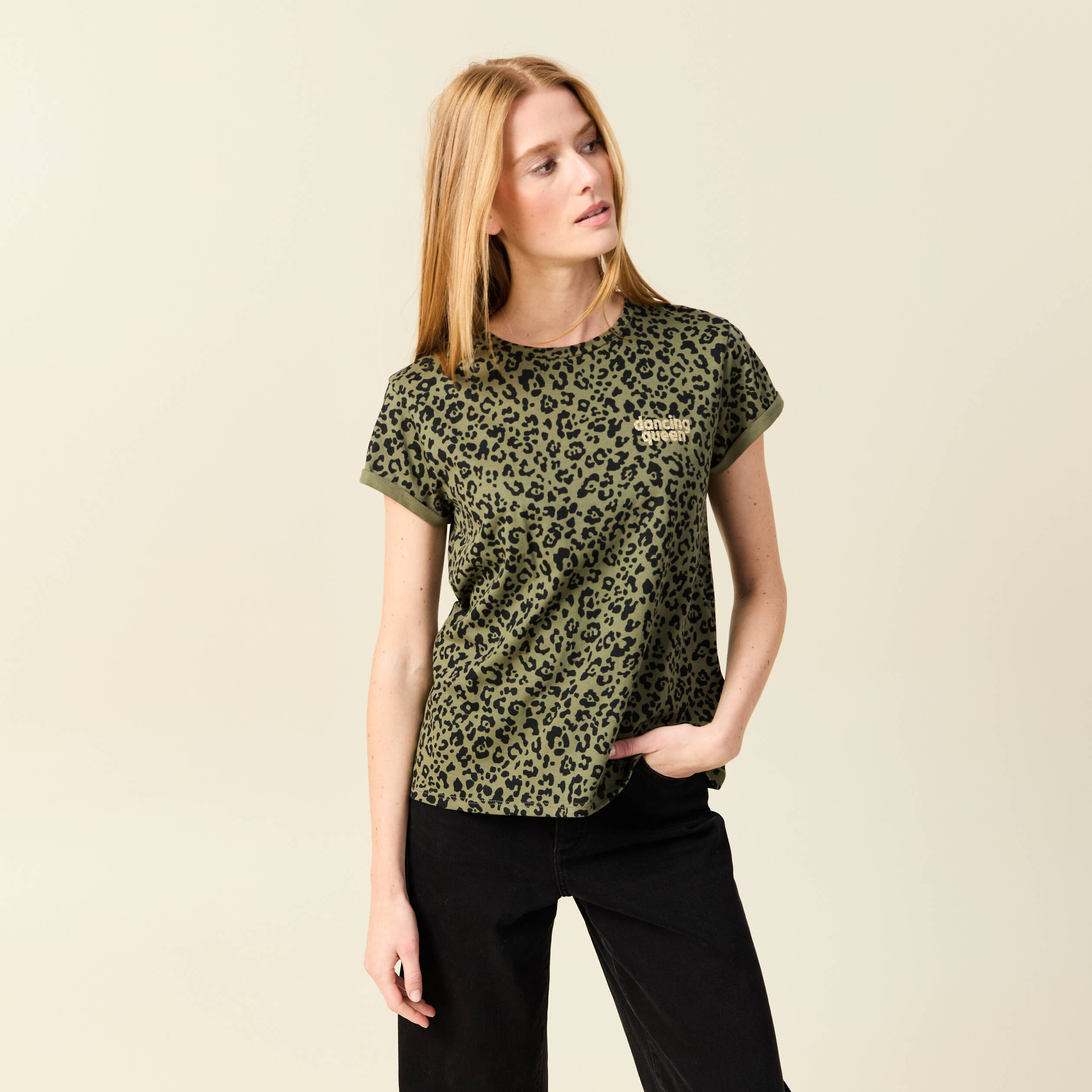 T-shirt manches courtes vert femme