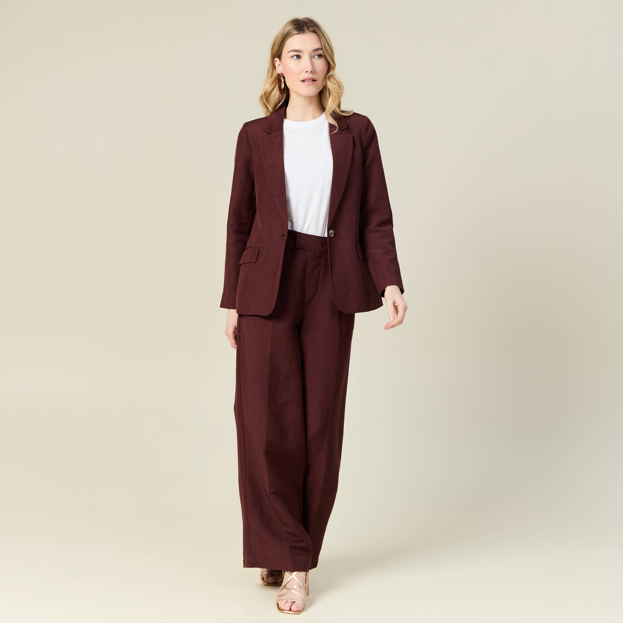 veste blazer manches longues bordeaux femme Veste blazer manches longues bordeaux femme