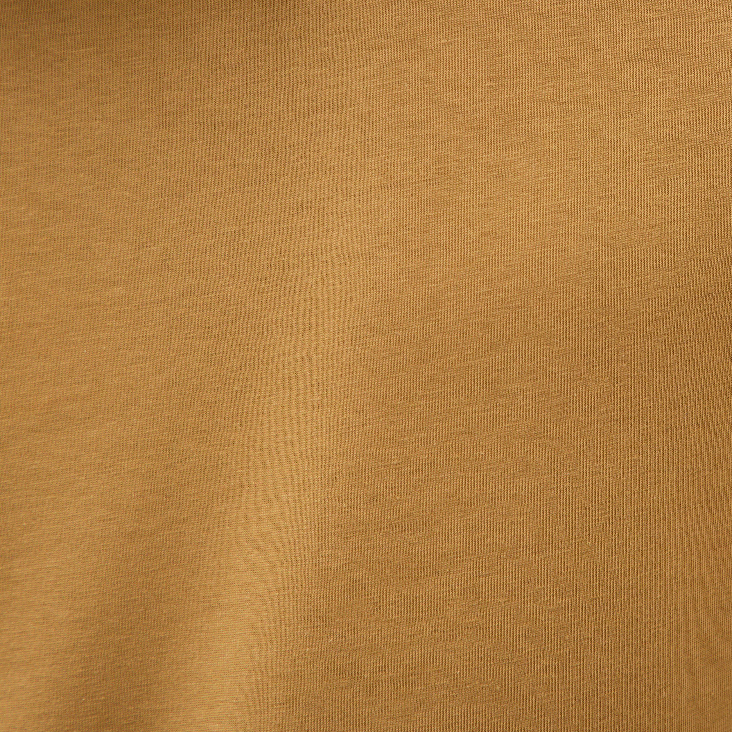 T-shirt cintr&eacute; col rond manches courtes camel femme