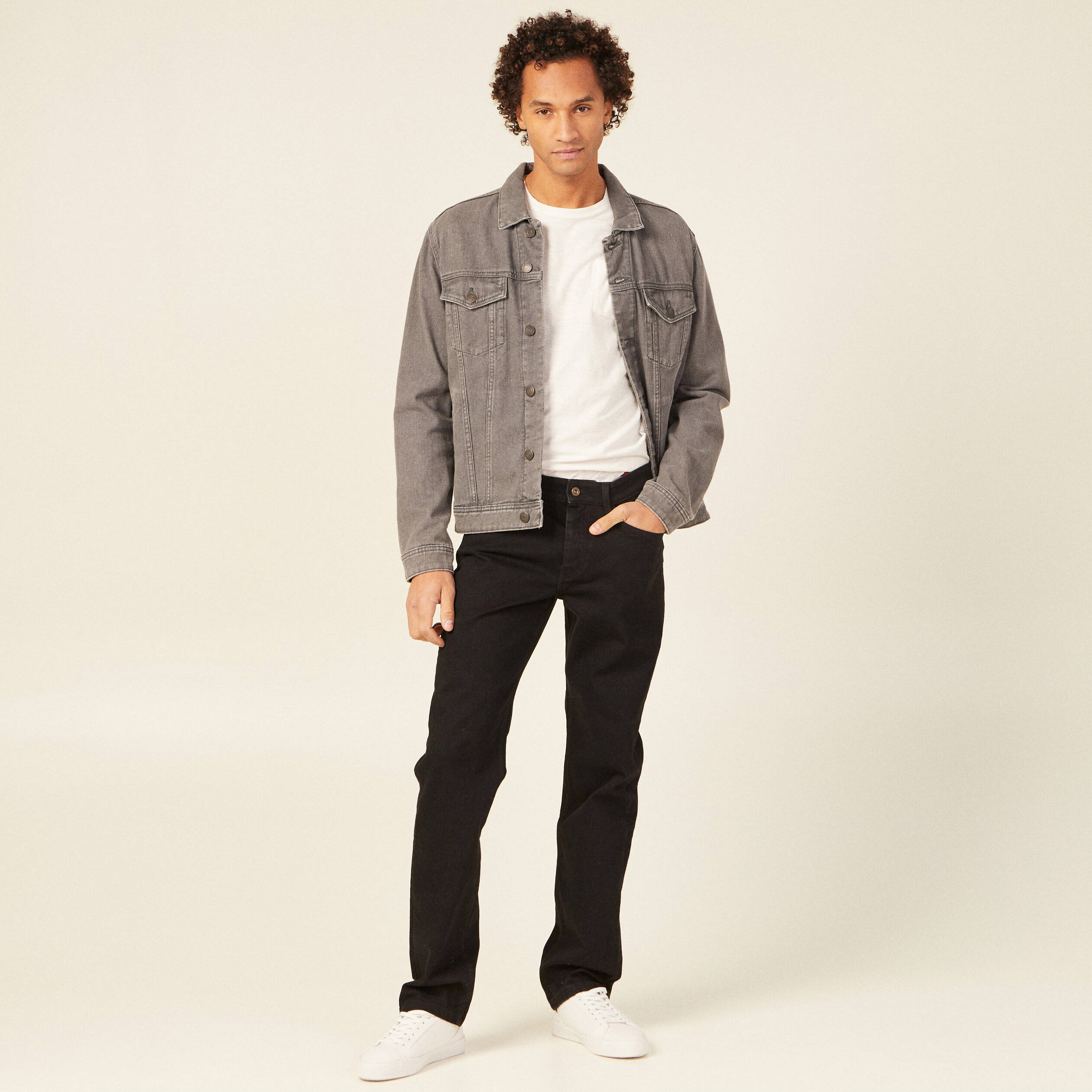 Jeans regular longueur 34 denim noir homme