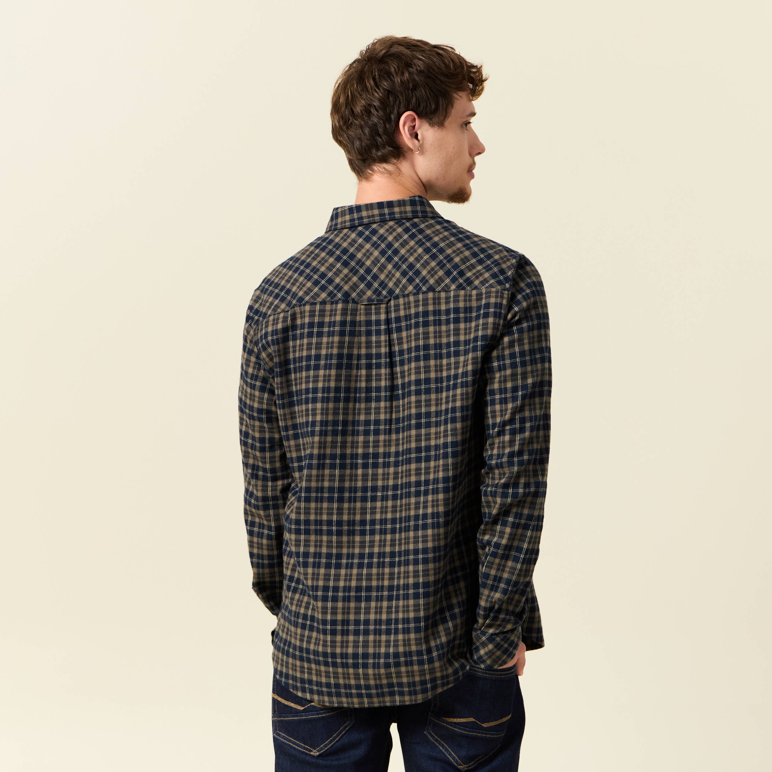 Chemise col classique manches longues vert kaki homme