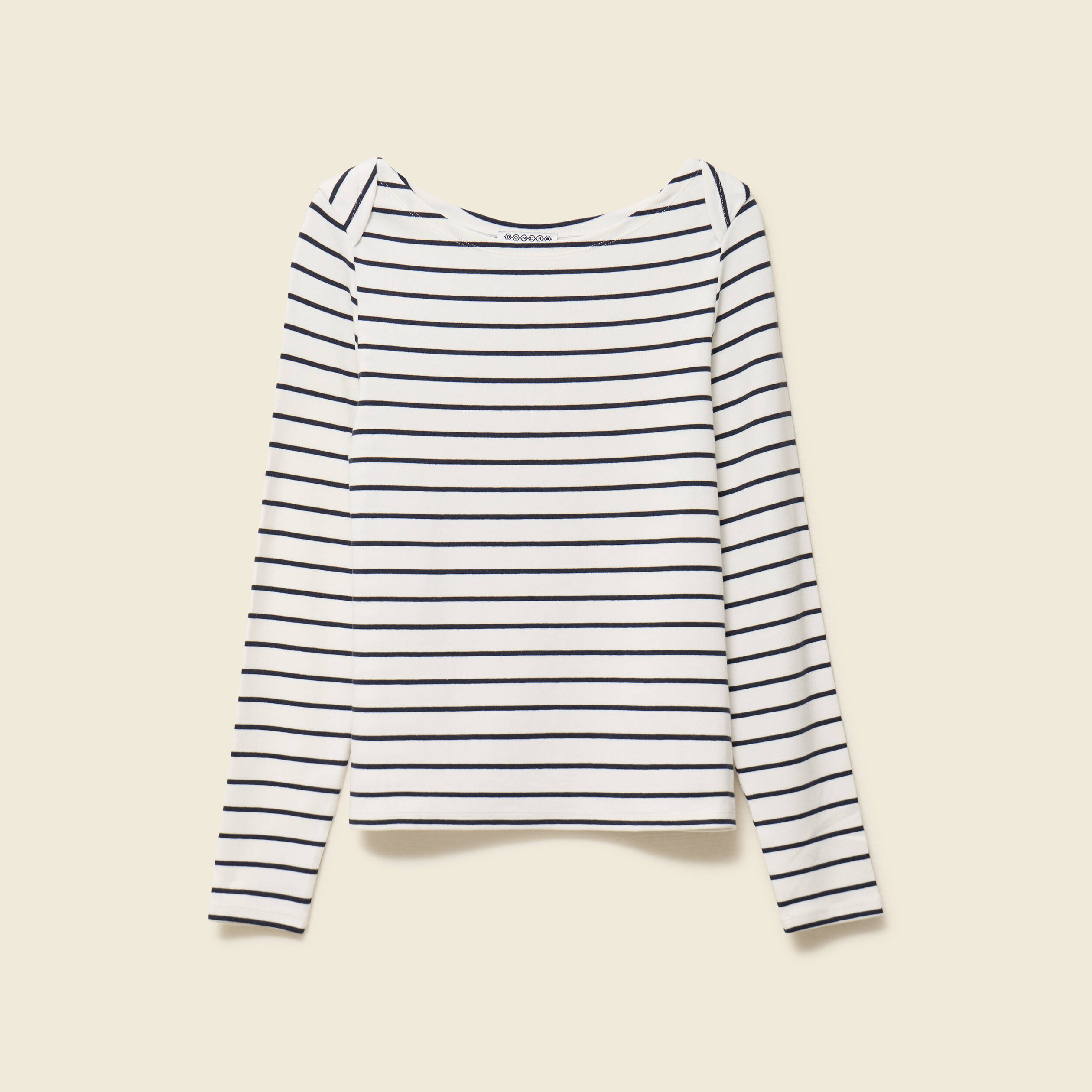 T-shirt ray&eacute; ajust&eacute; manches longues bleu femme