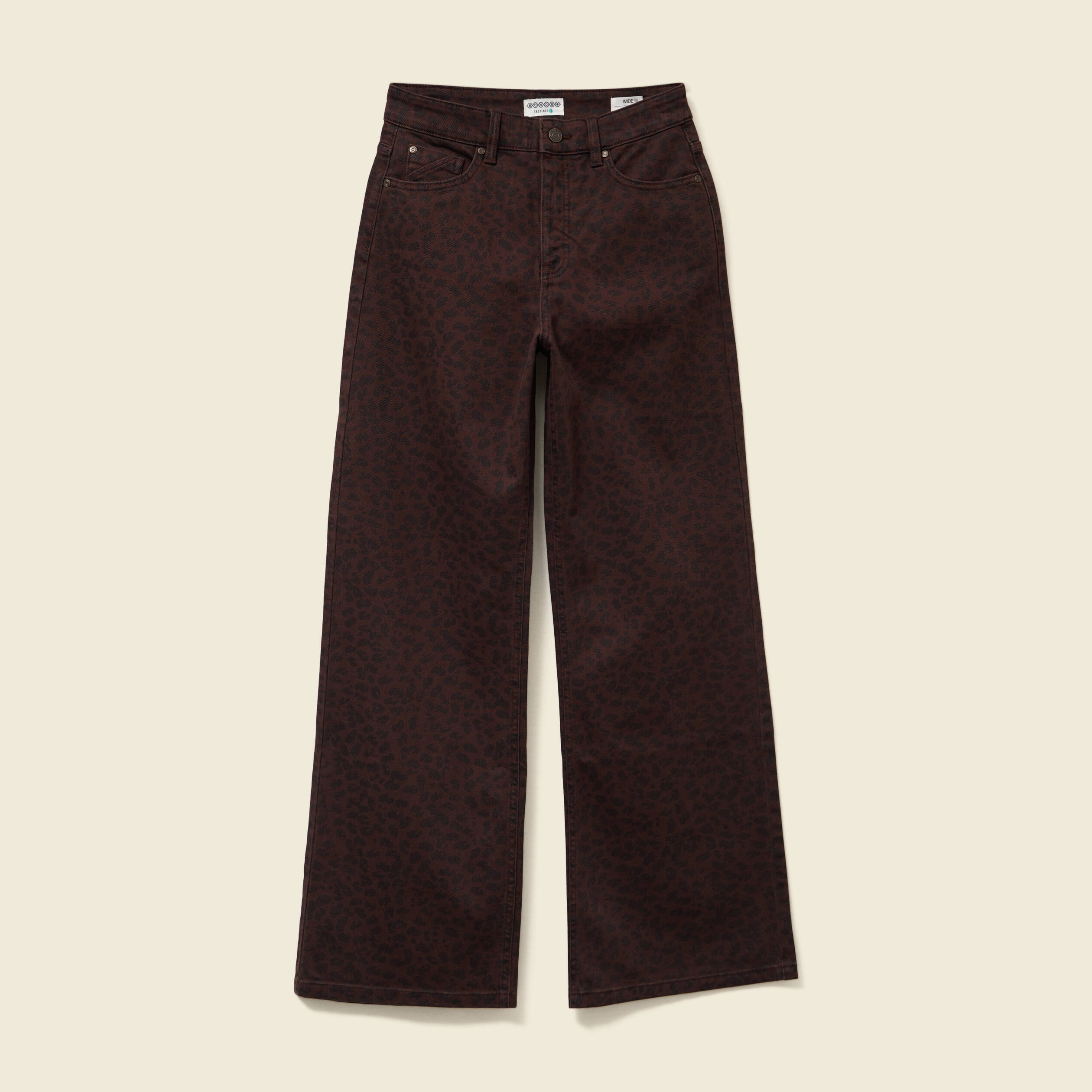 pantalon large taille haute en jeans marron cognac femme Pantalon large taille haute en jeans marron cognac femme