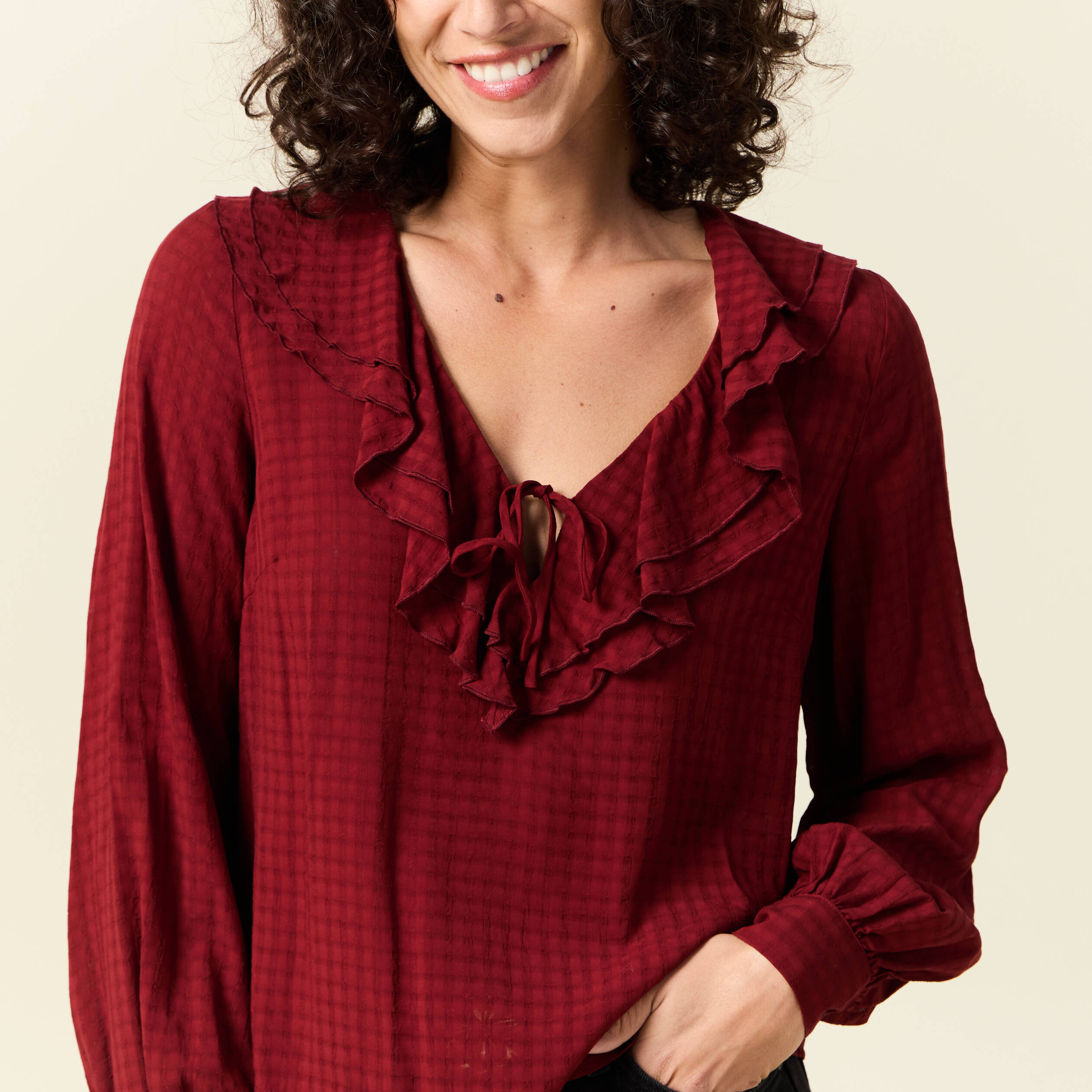 blouse manches longues rouge fonce femme Blouse manches longues rouge foncé femme