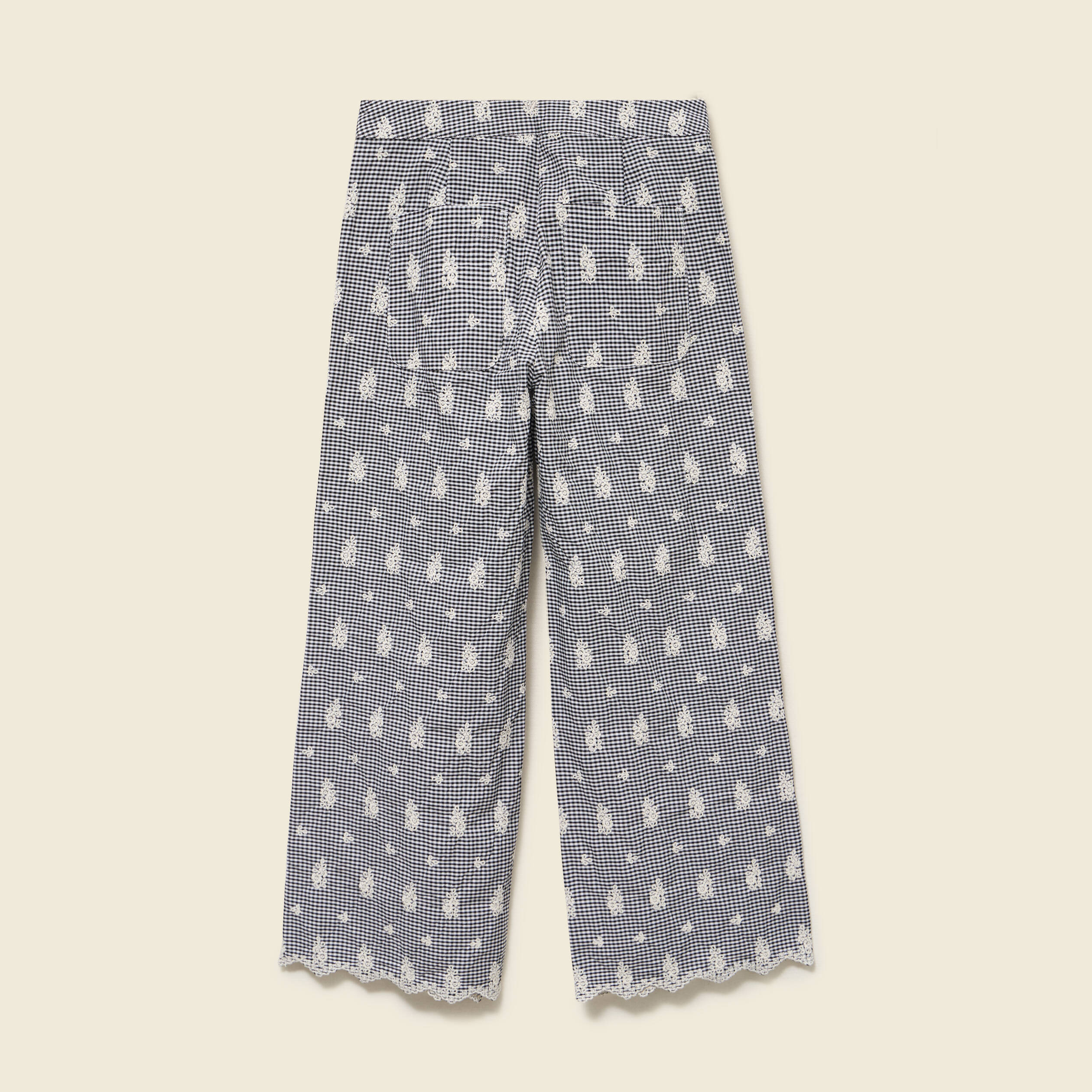 Pantalon loose longueur 3/4 en coton ecru femme