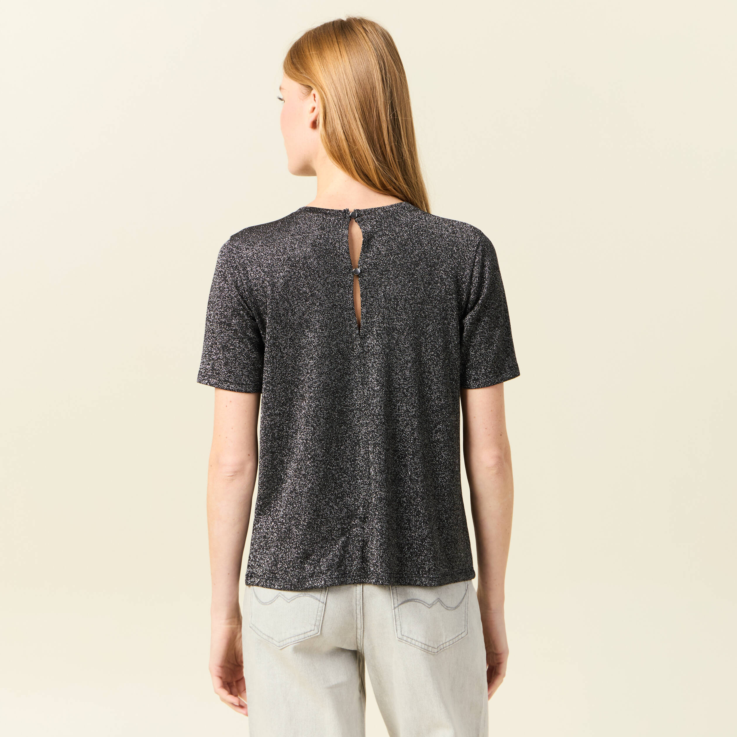 T-shirt manches courtes gris foncé femme