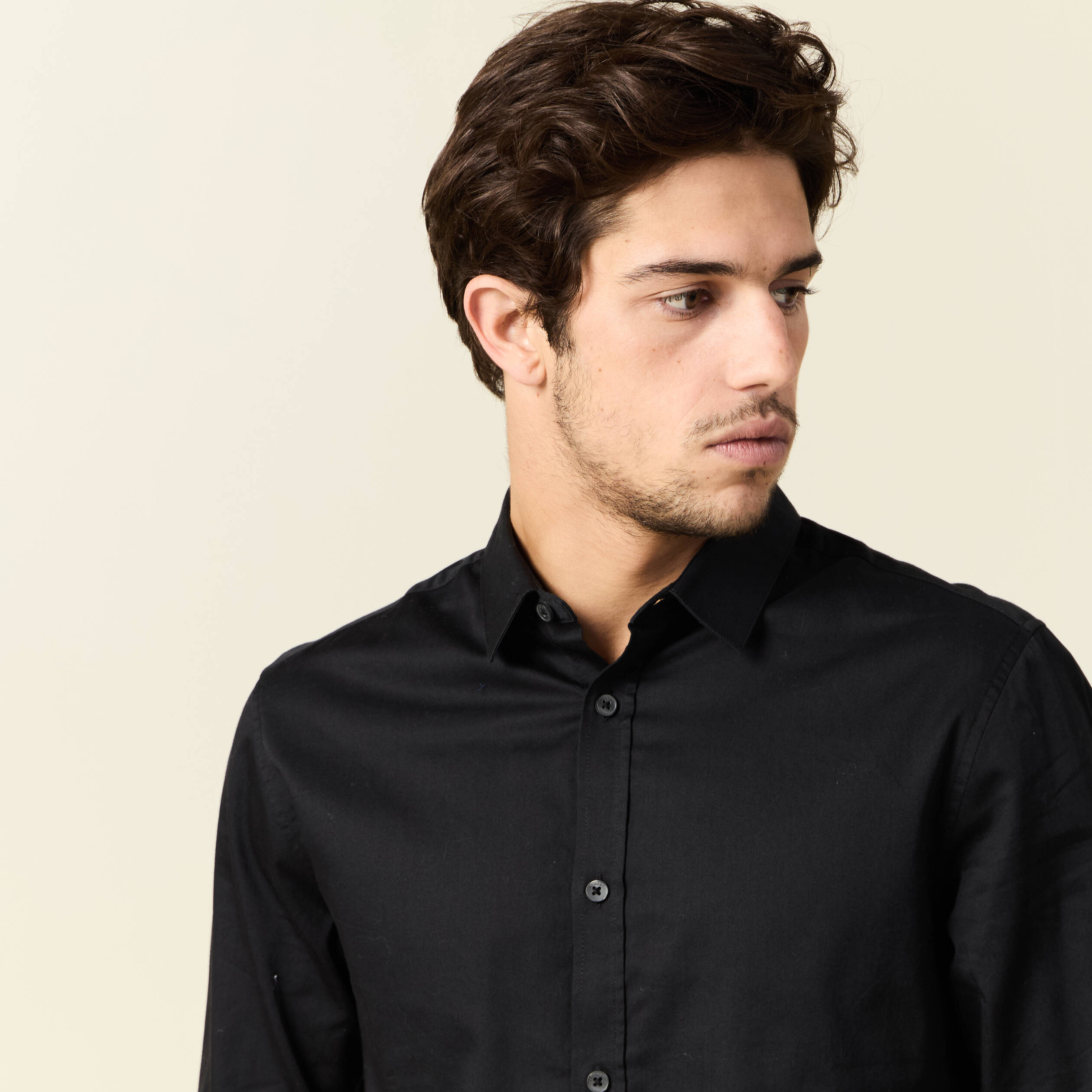 Chemise manches longues noir homme