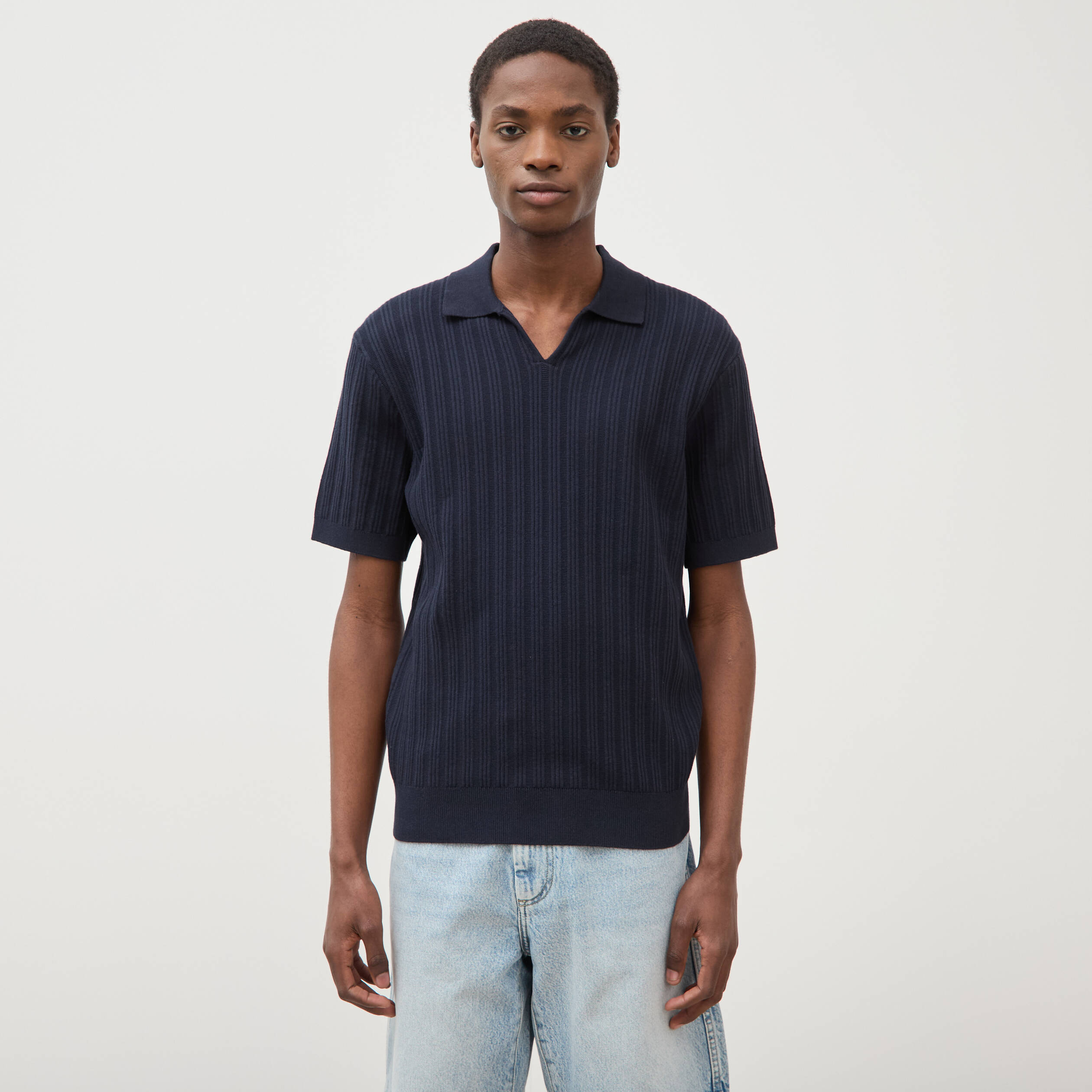 Polo manches courtes bleu marine homme