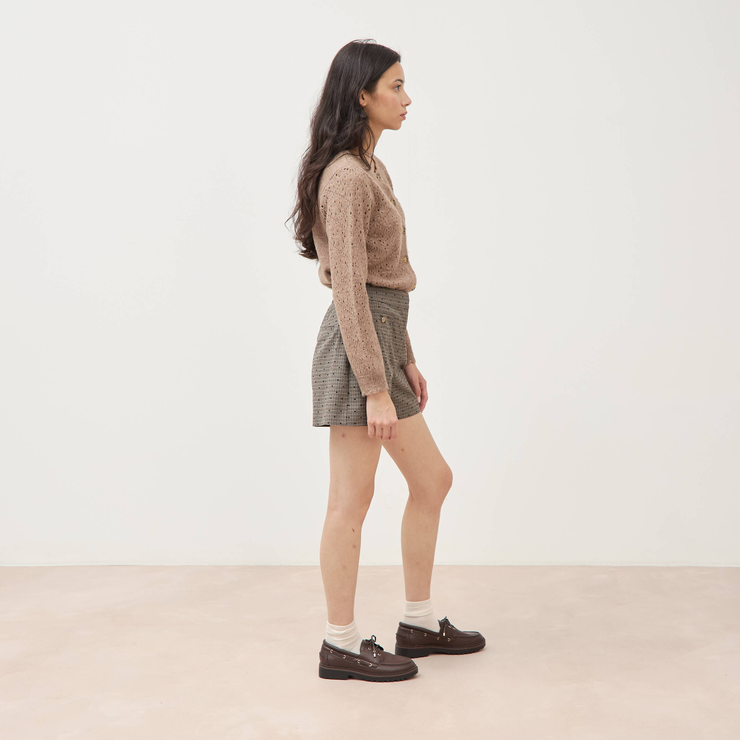 Short taille haute gris femme