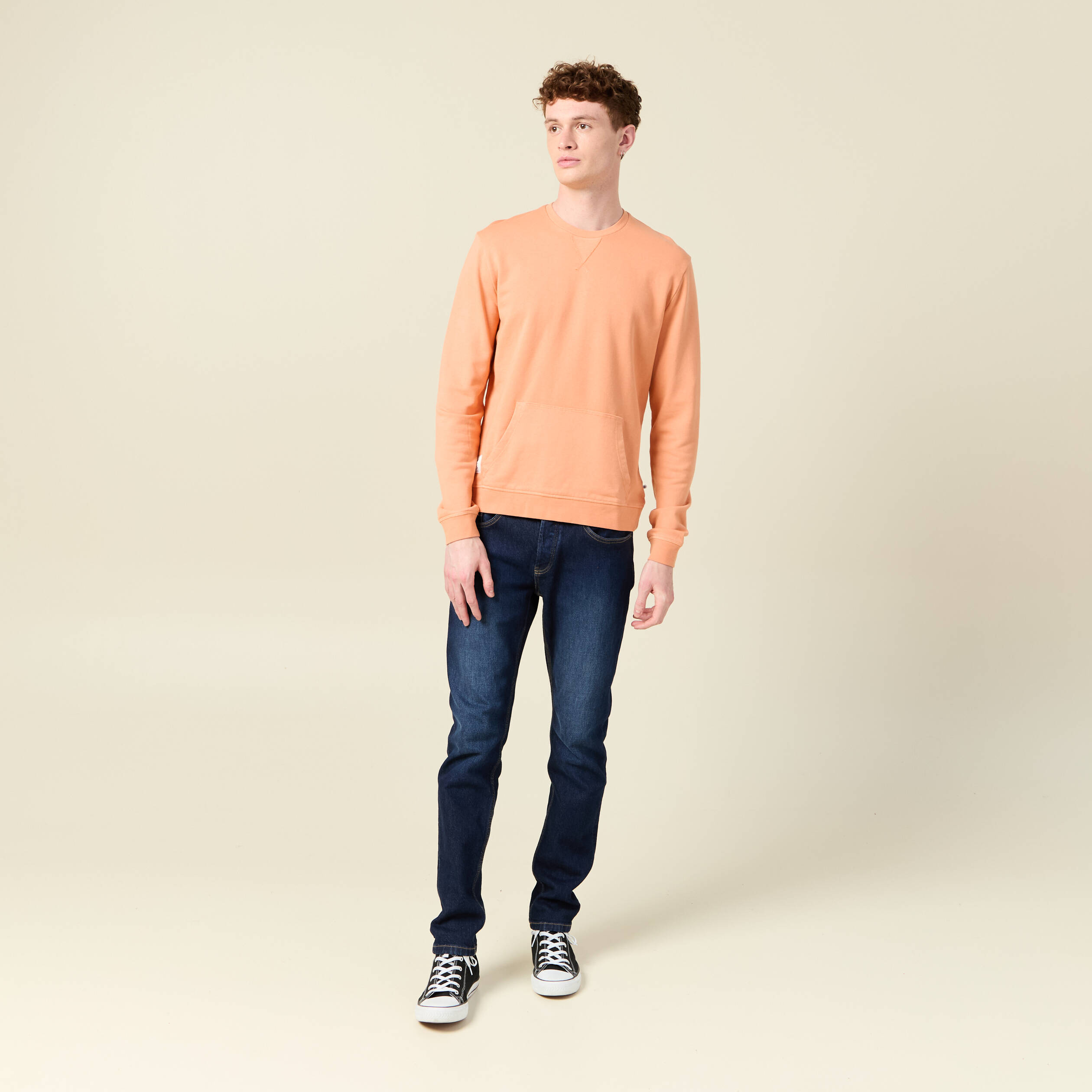sweat manches longues orange corail homme Sweat manches longues orange corail homme
