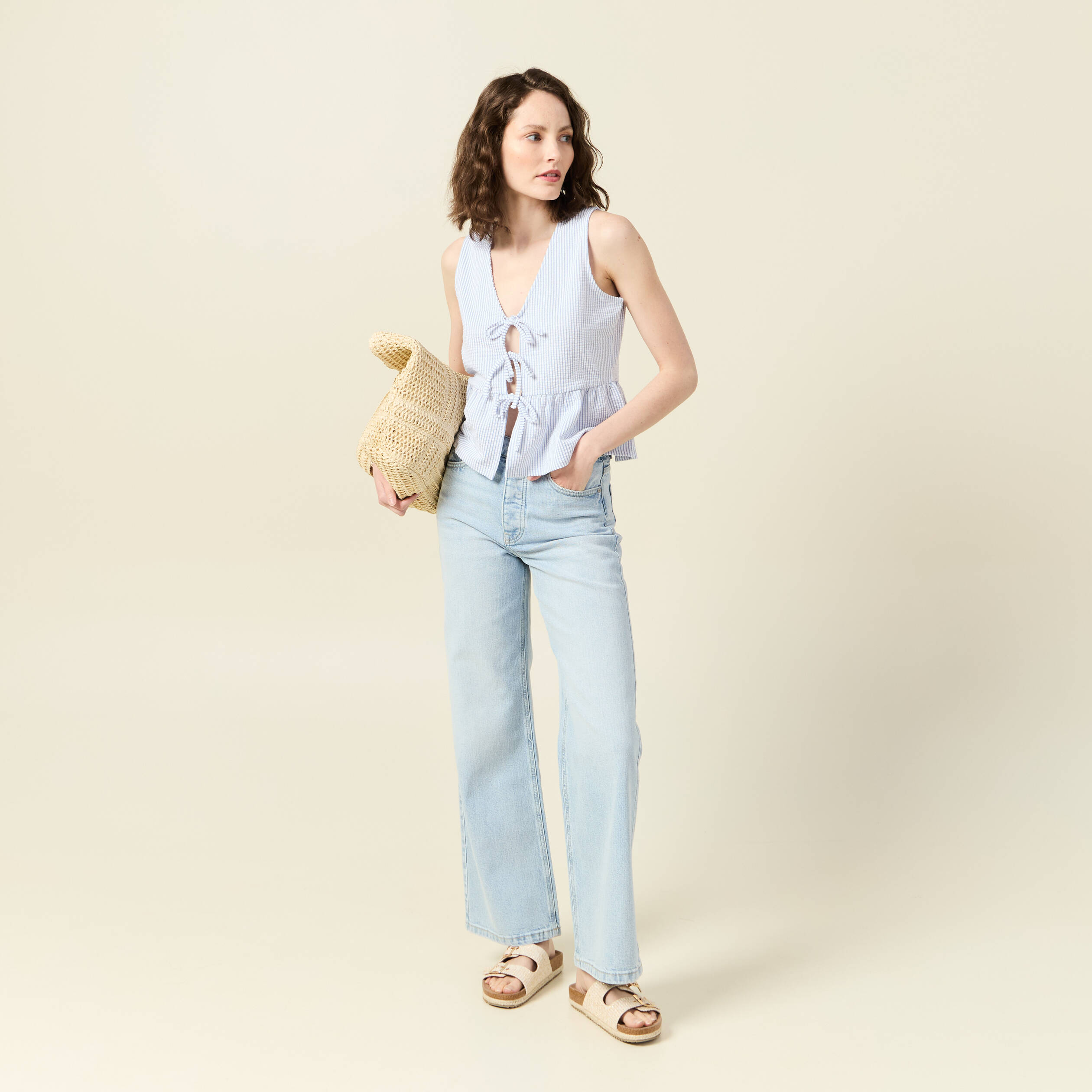 Blouse sans manches bleu pastel femme Bonobo - Main Image