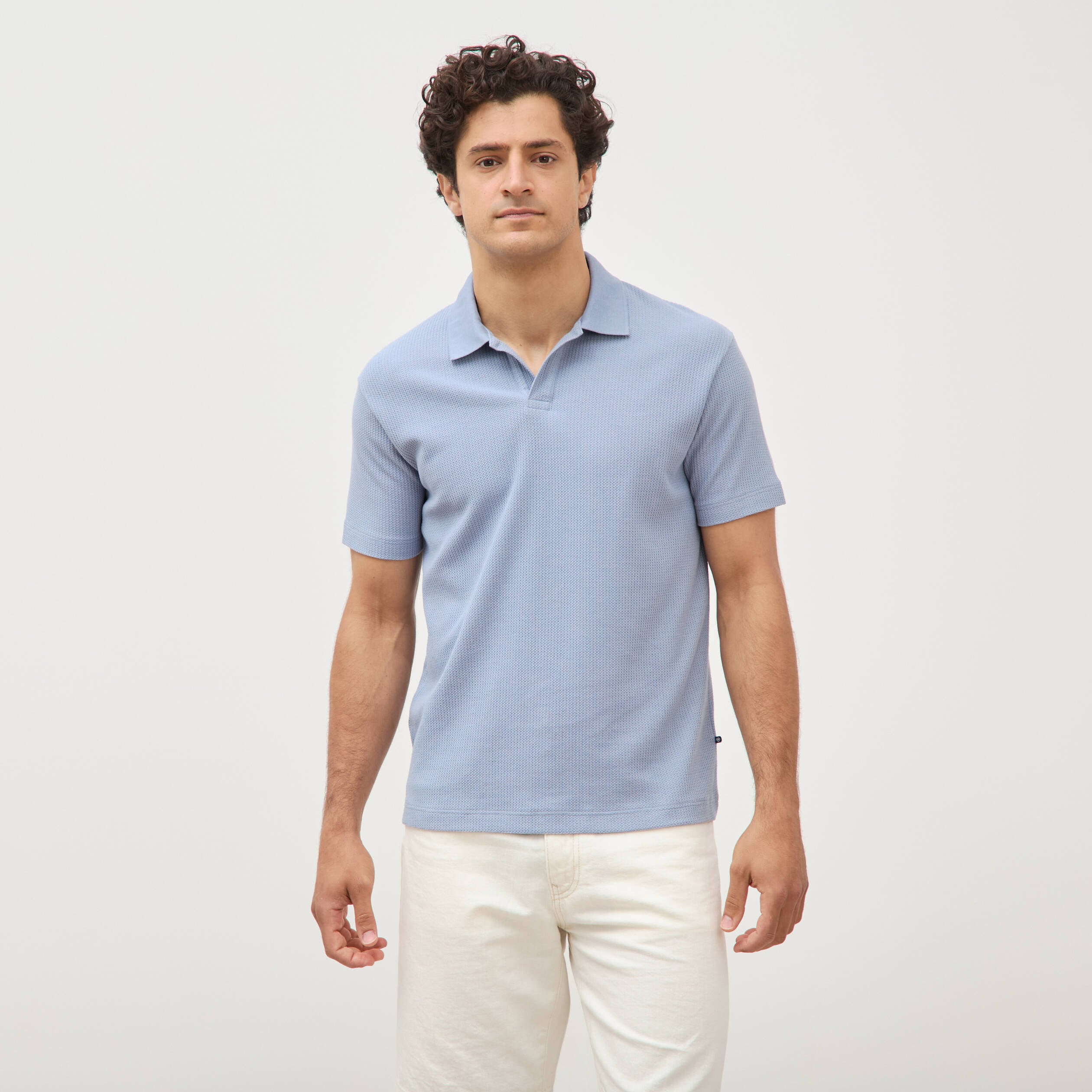 Polo manches courtes bleu gris homme