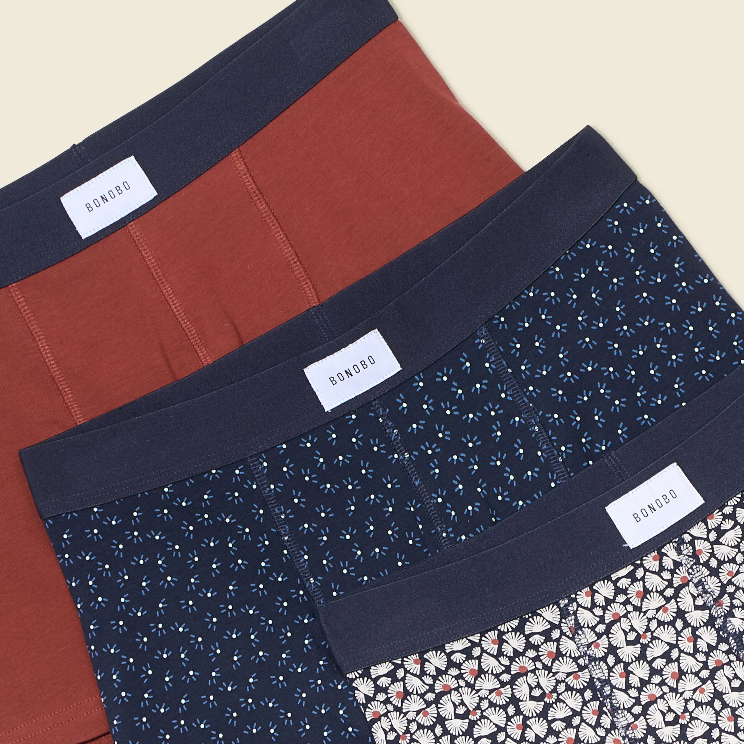 lot 3 boxers marron cognac homme Lot 3 boxers marron cognac homme