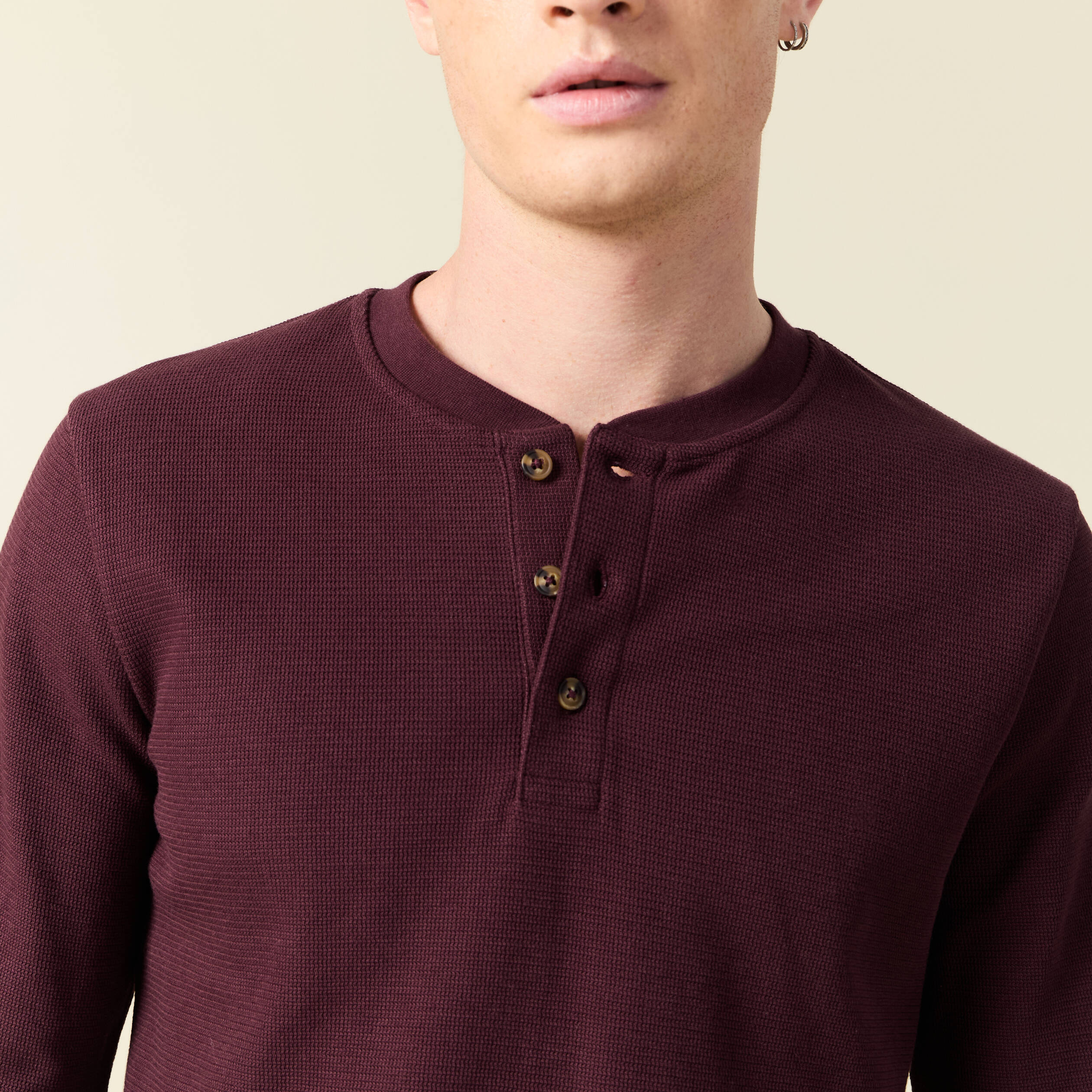 T-shirt manches longues bordeaux homme
