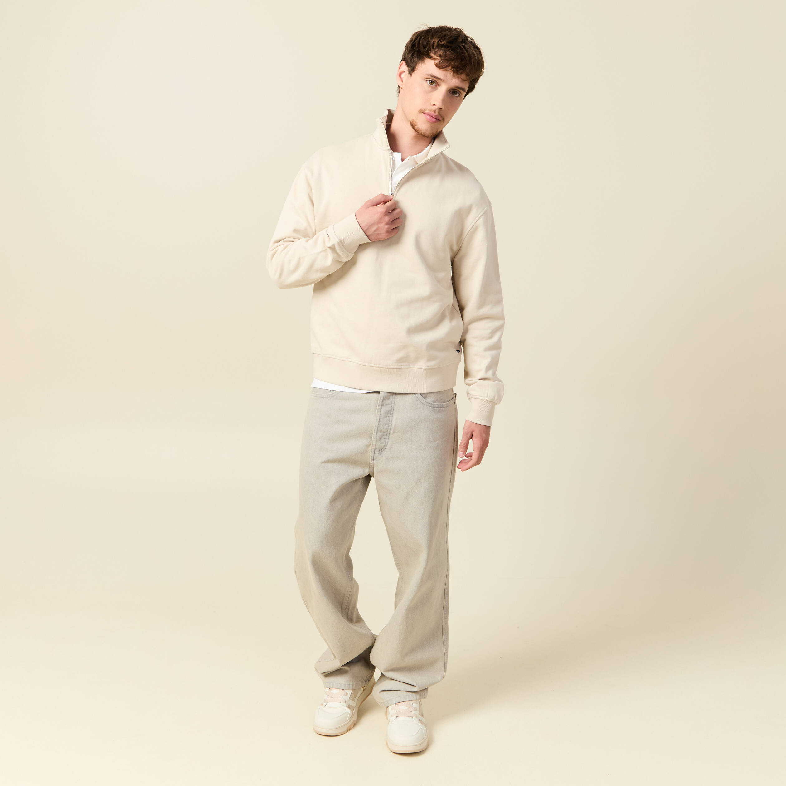 Sweat manches longues en coton sable homme