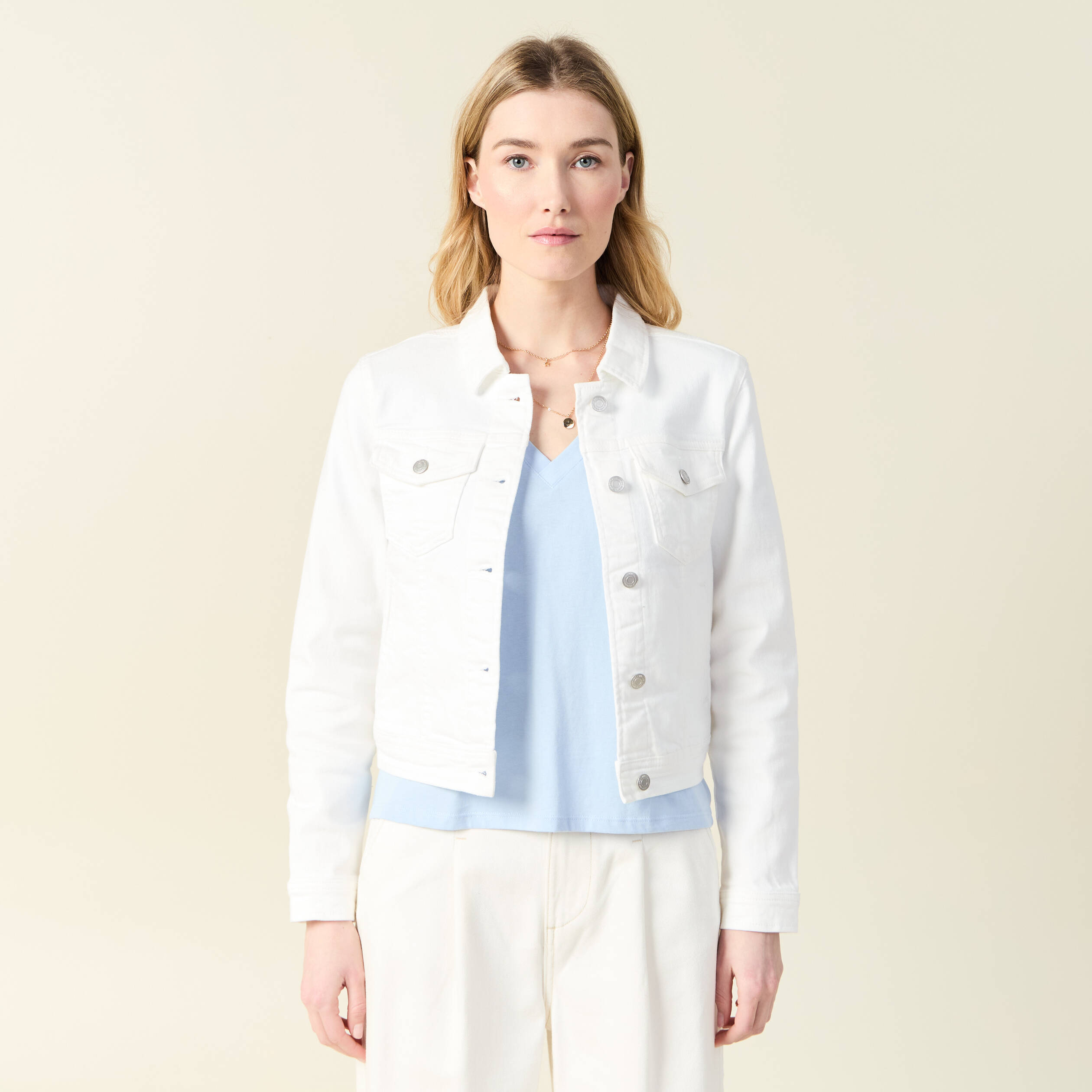 Blouson en jean denim blanc femme