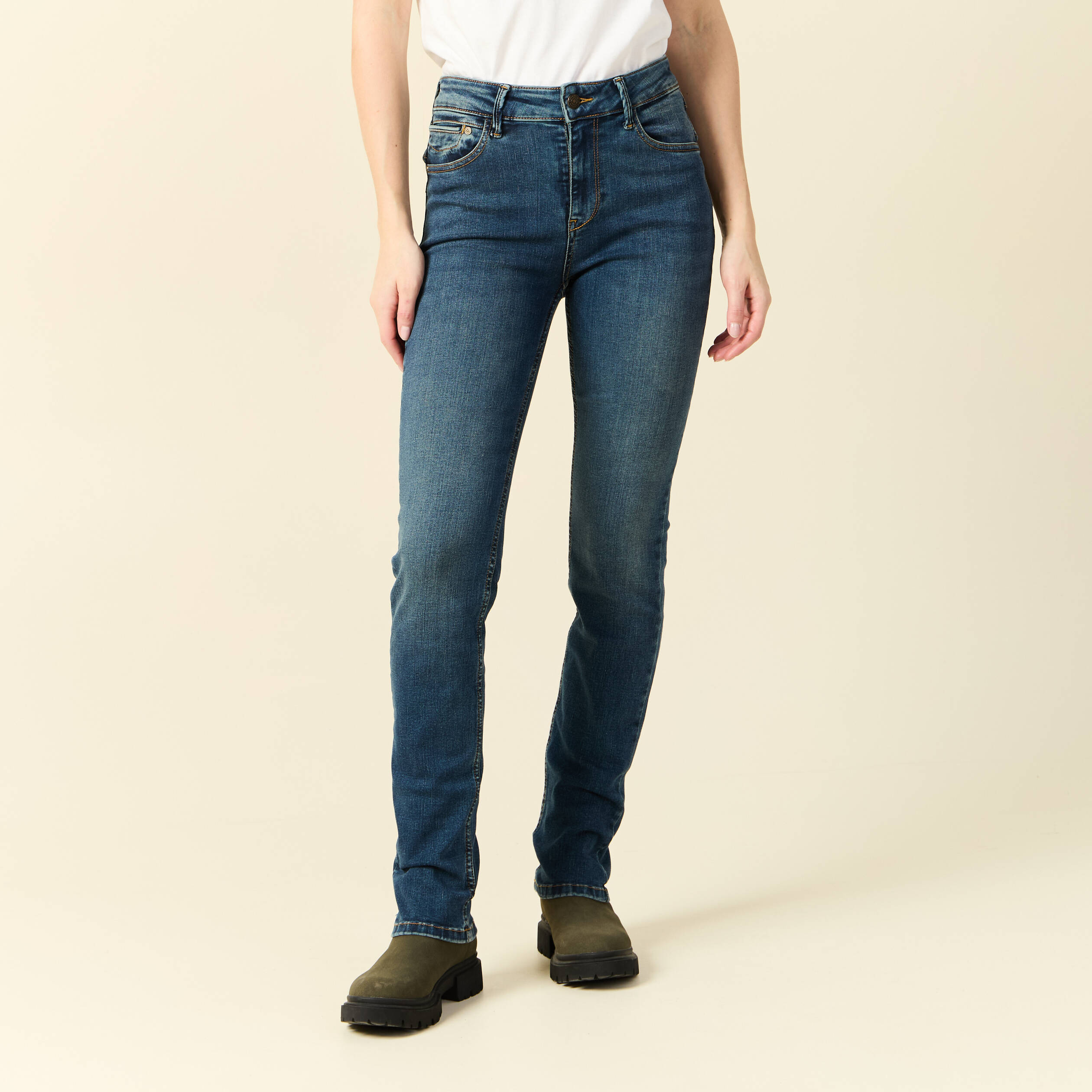 jeans demi regular taille haute denim stone femme Jeans Demi - regular taille haute denim stone femme