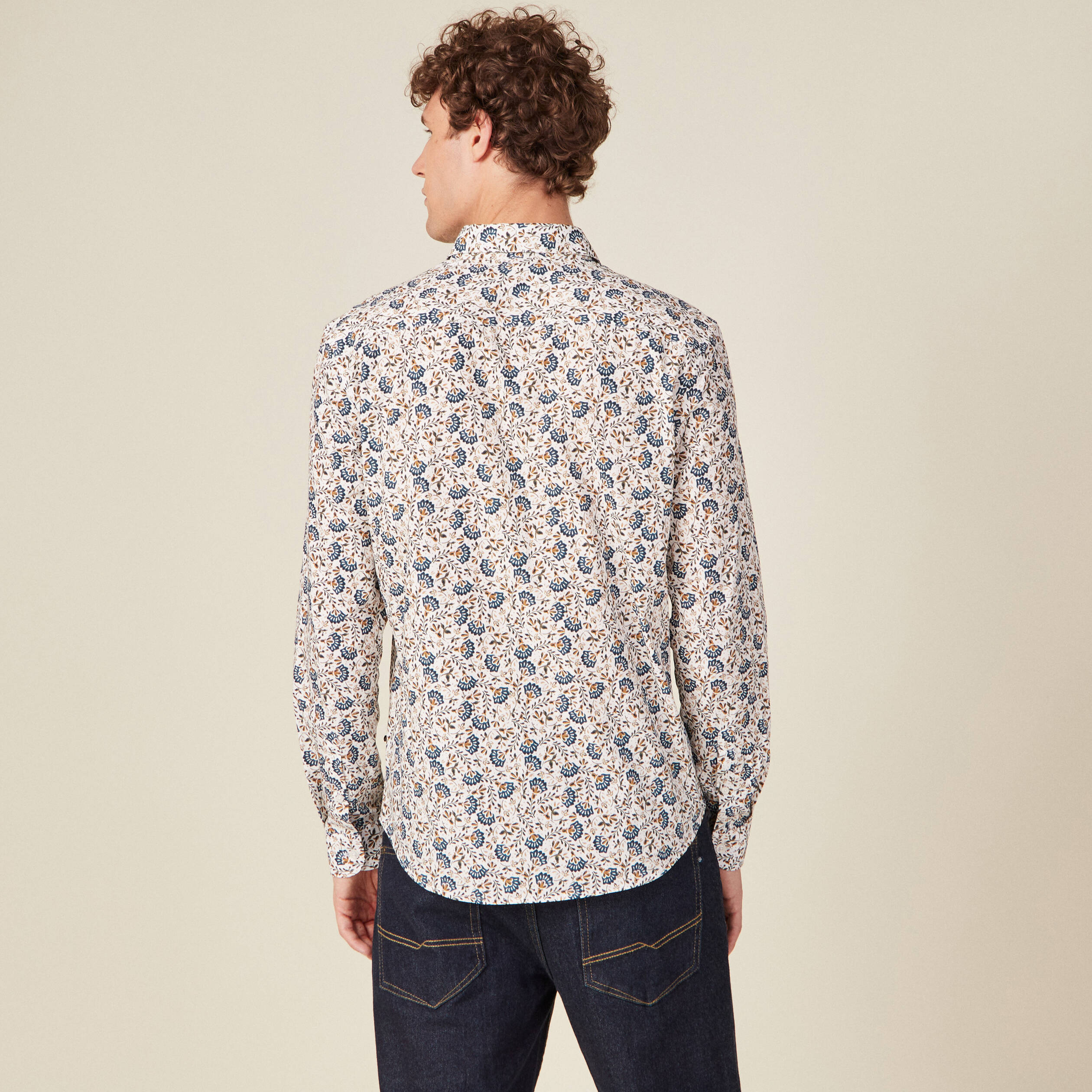 chemise a manches longues beige homme Chemise à manches longues beige homme
