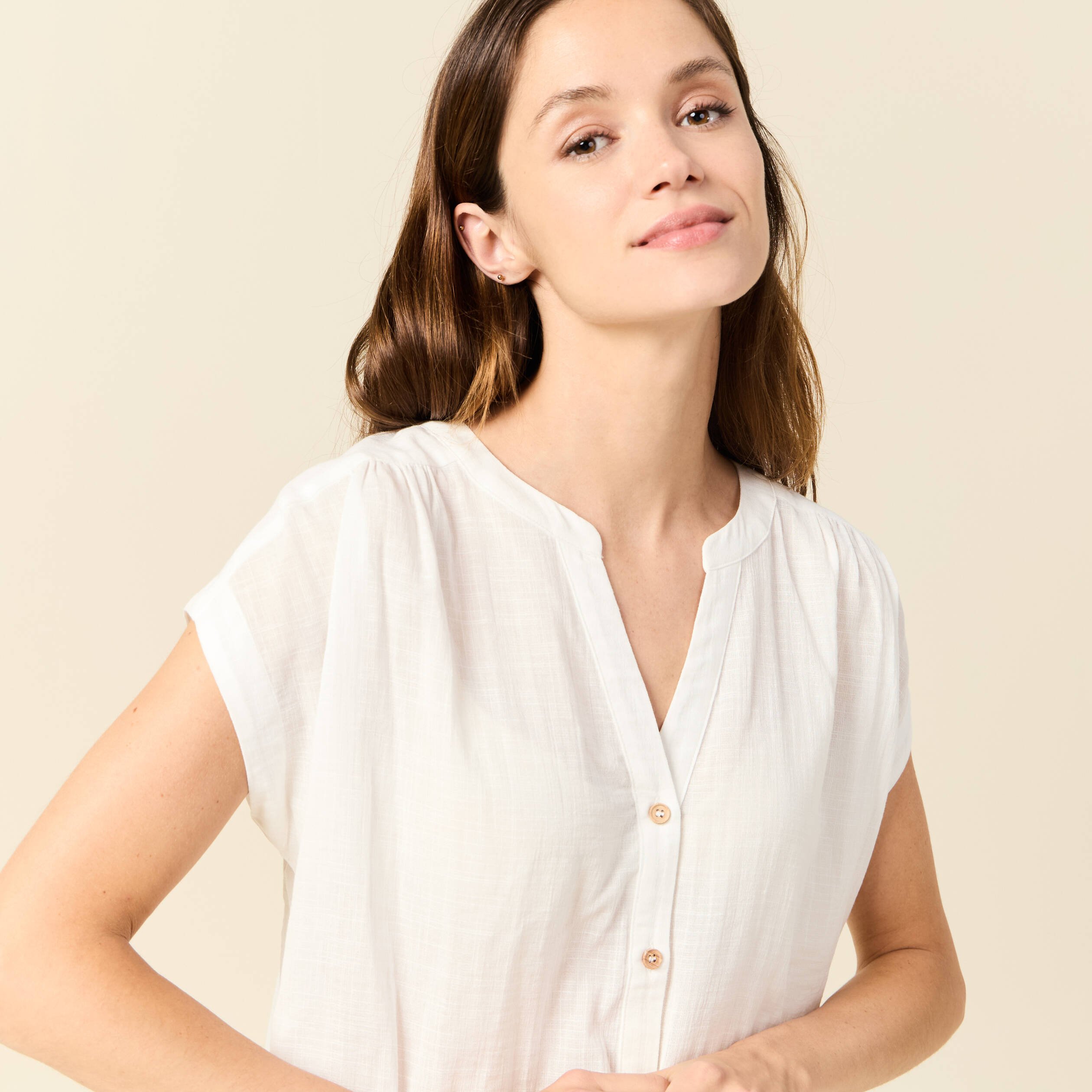 chemise manches courtes ecru femme Chemise manches courtes ecru femme