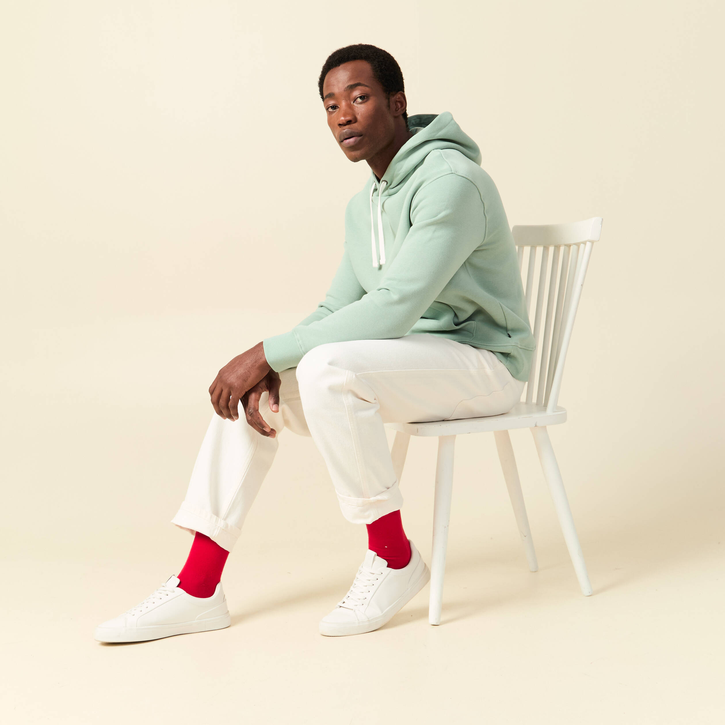 Sweat &agrave; capuche vert pastel homme