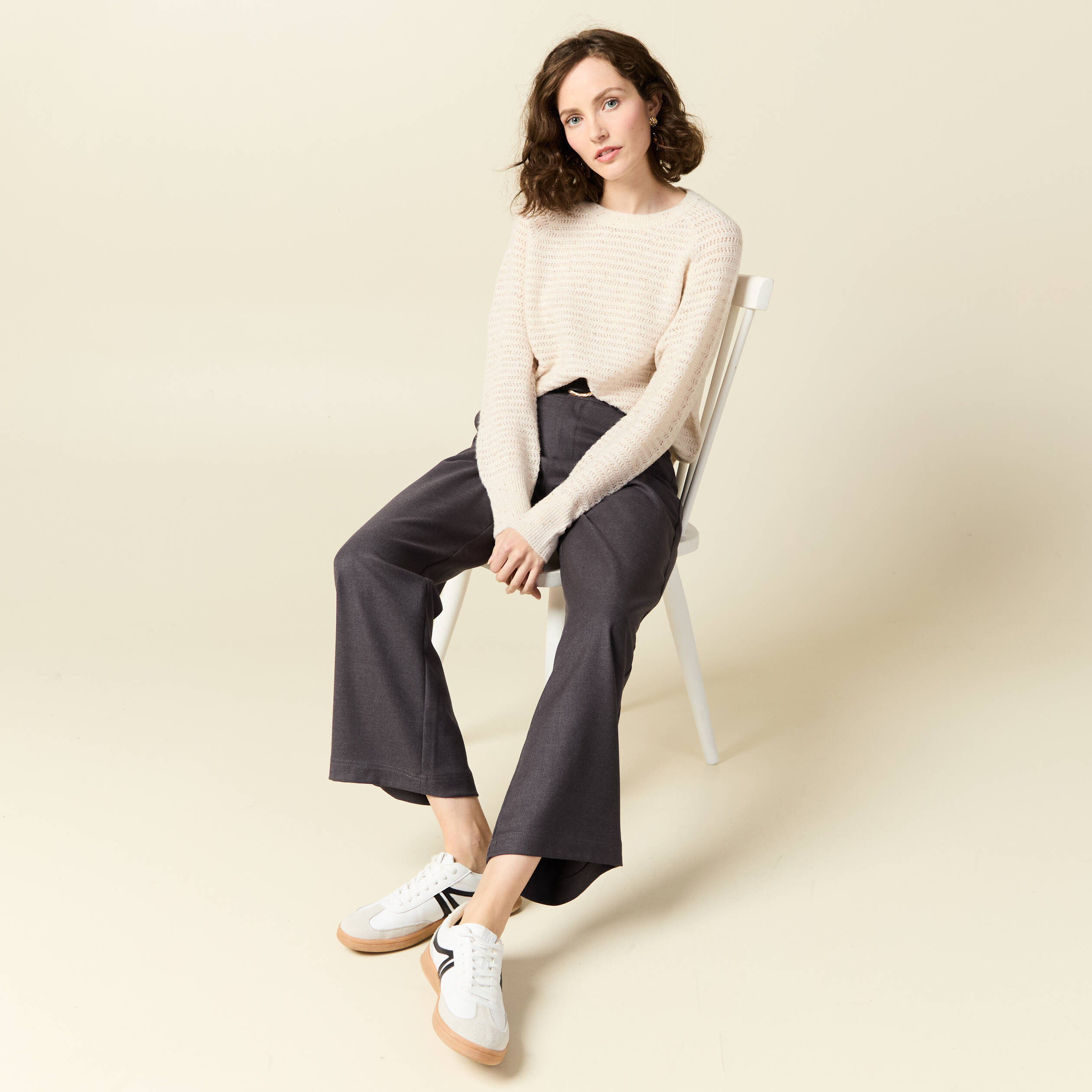 pull manches longues sequins ecru femme Pull manches longues sequins ecru femme
