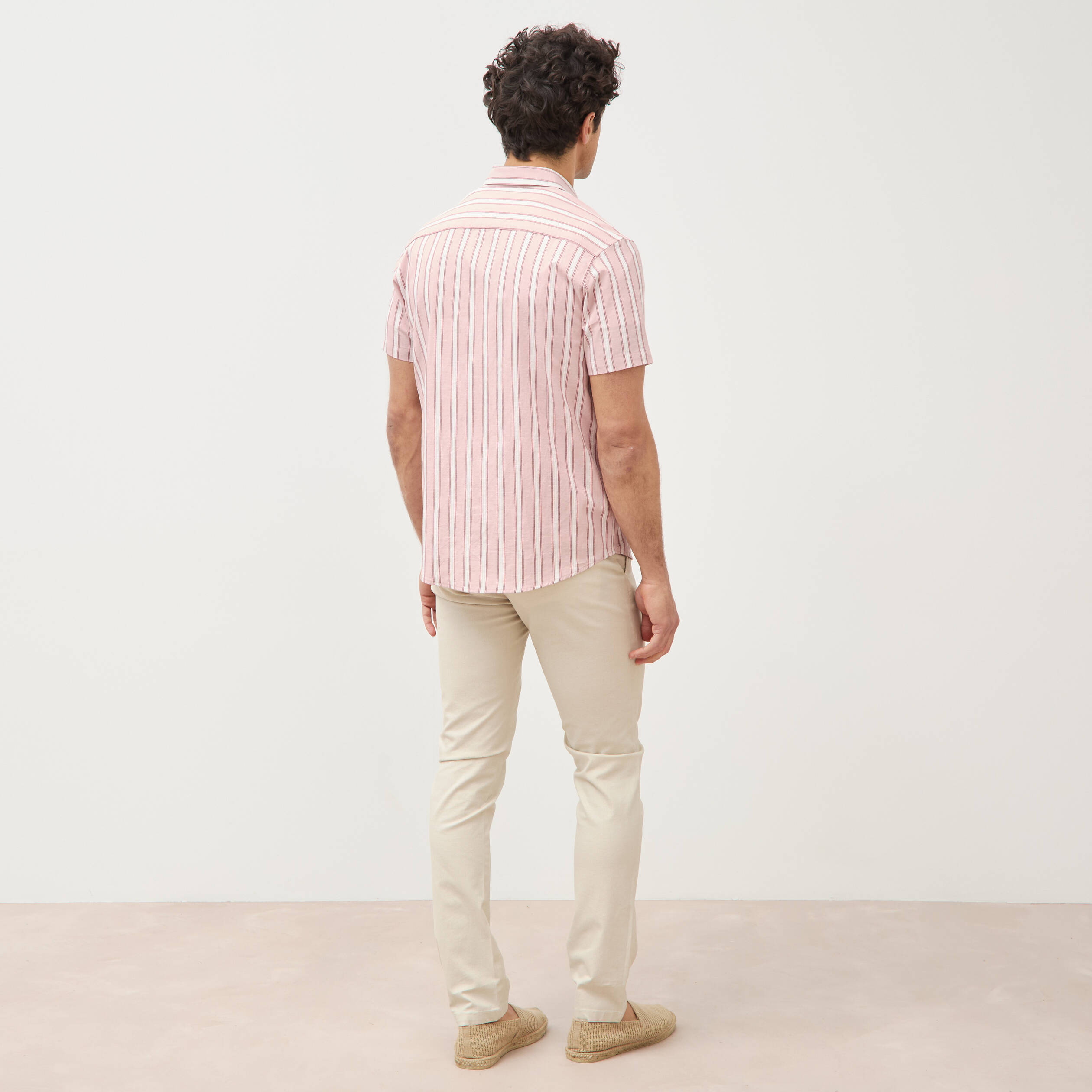 Chemise manches courtes rose pastel homme