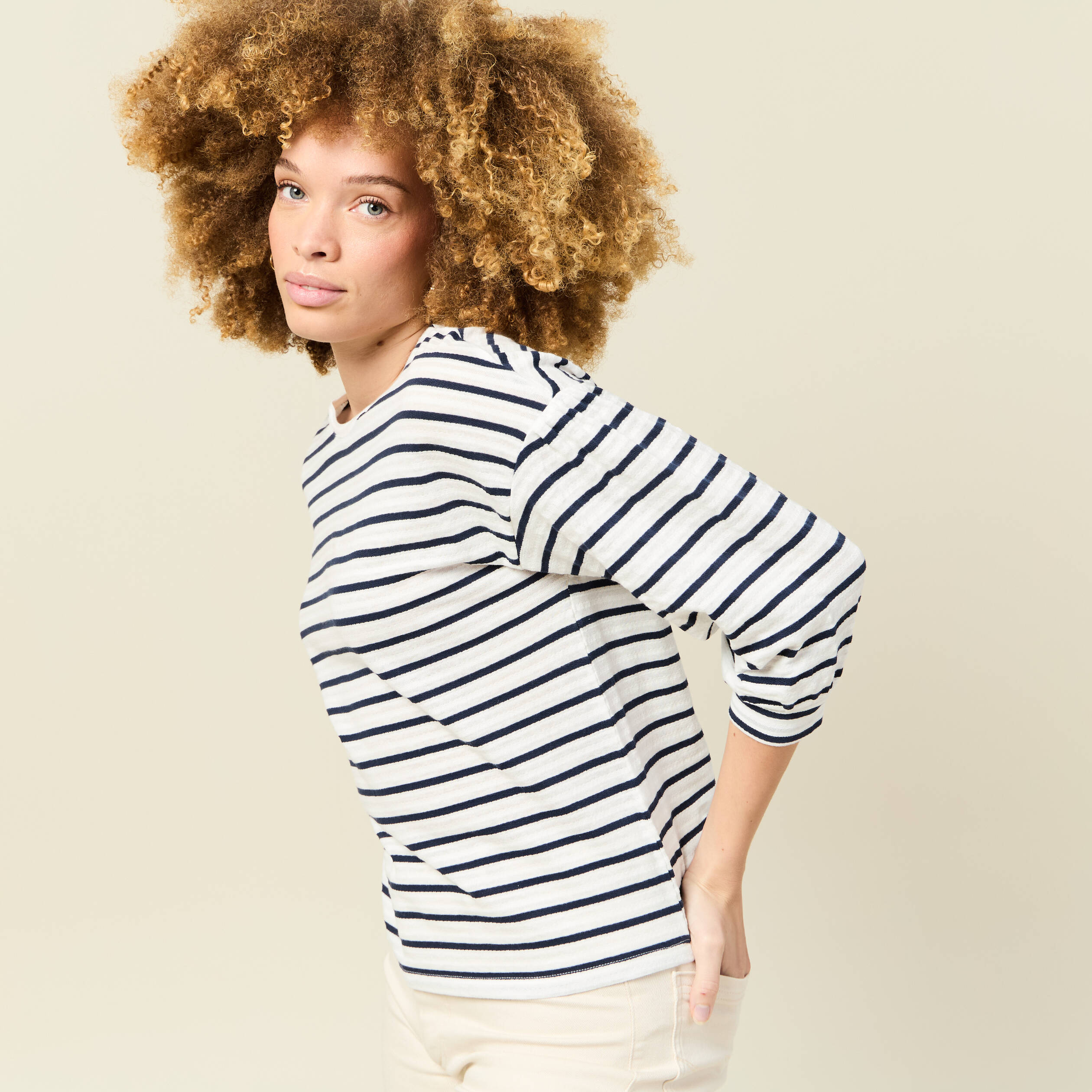 t shirt manches 34 bleu femme T-shirt manches 3/4 bleu femme