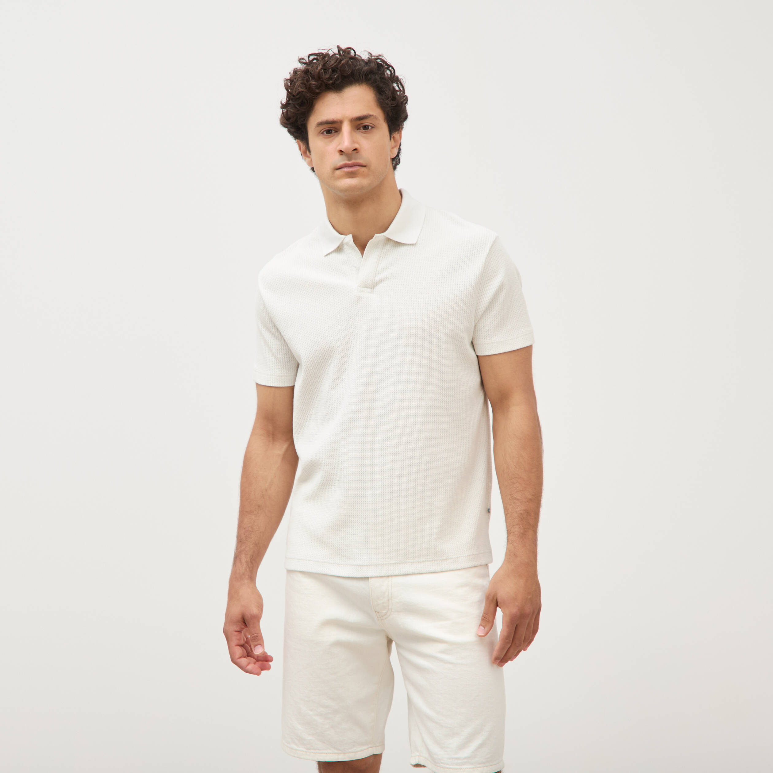 Polo manches courtes ecru homme