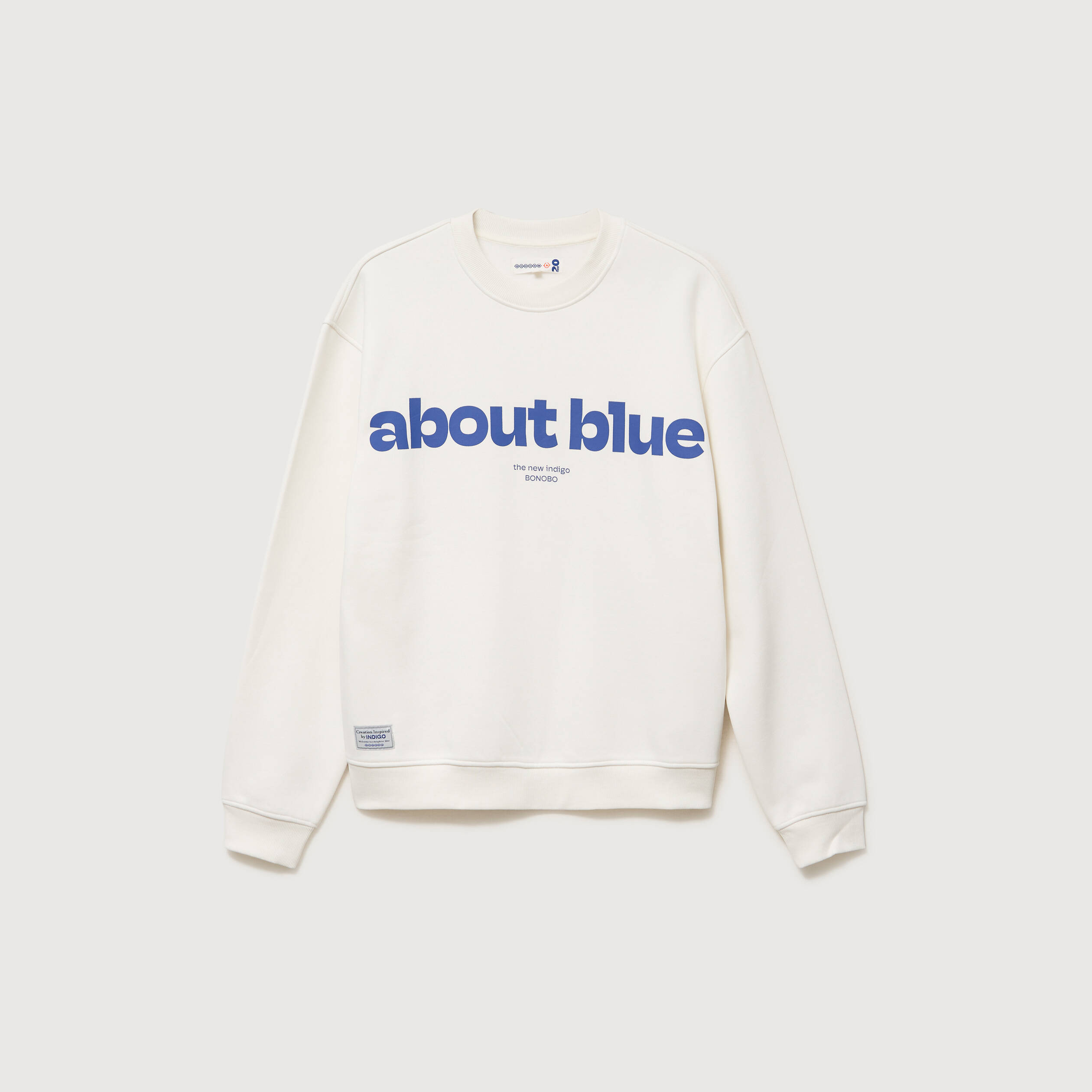Sweat droit col rond manches longues ecru homme