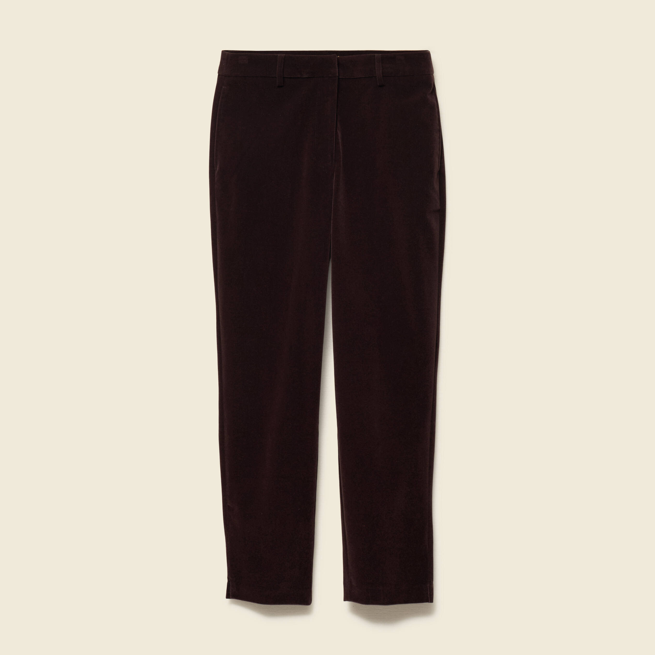 Pantalon flare taille haute en velours marron fonc&eacute; femme
