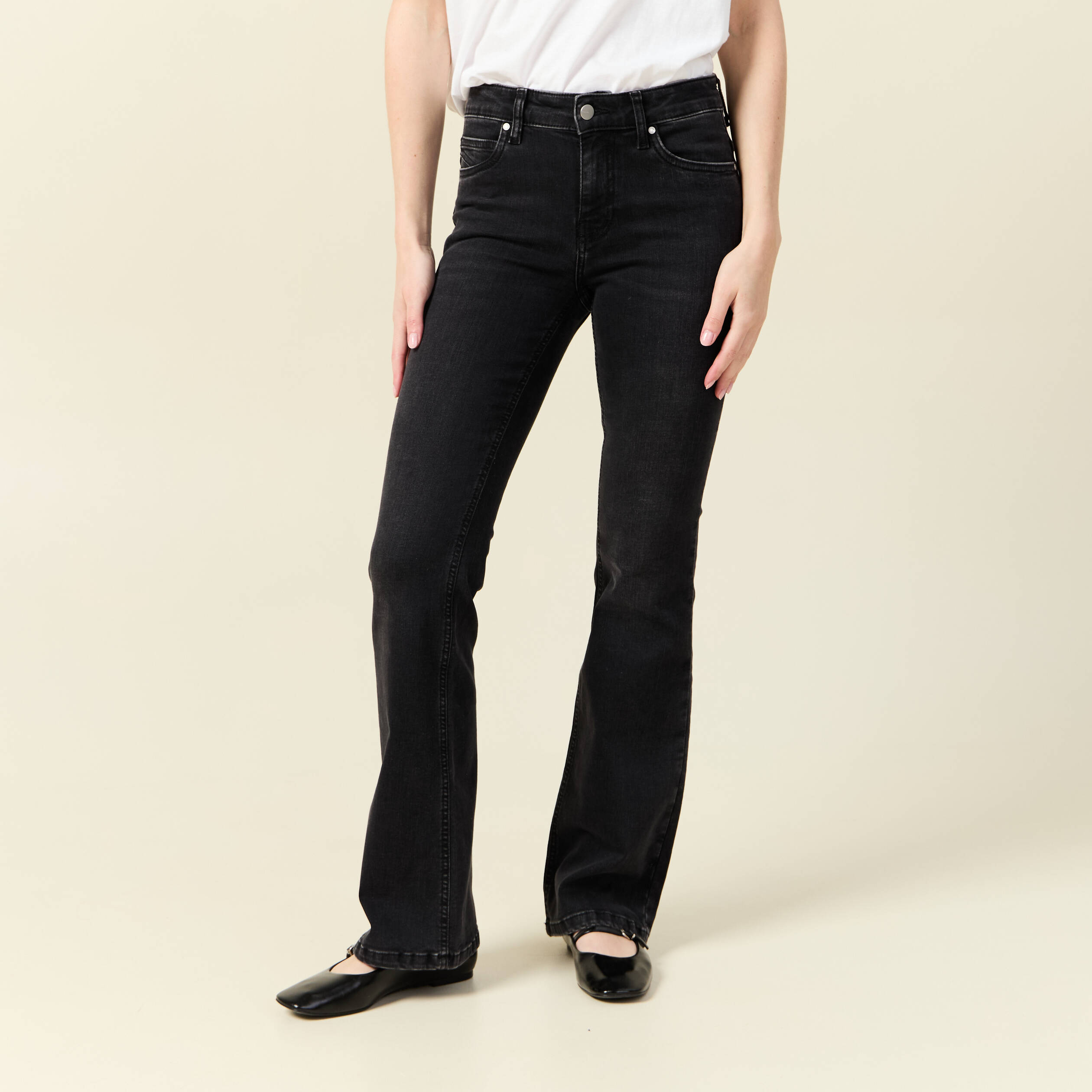 jeans bootcut 5 poches denim gris femme Jeans bootcut 5 poches denim gris femme