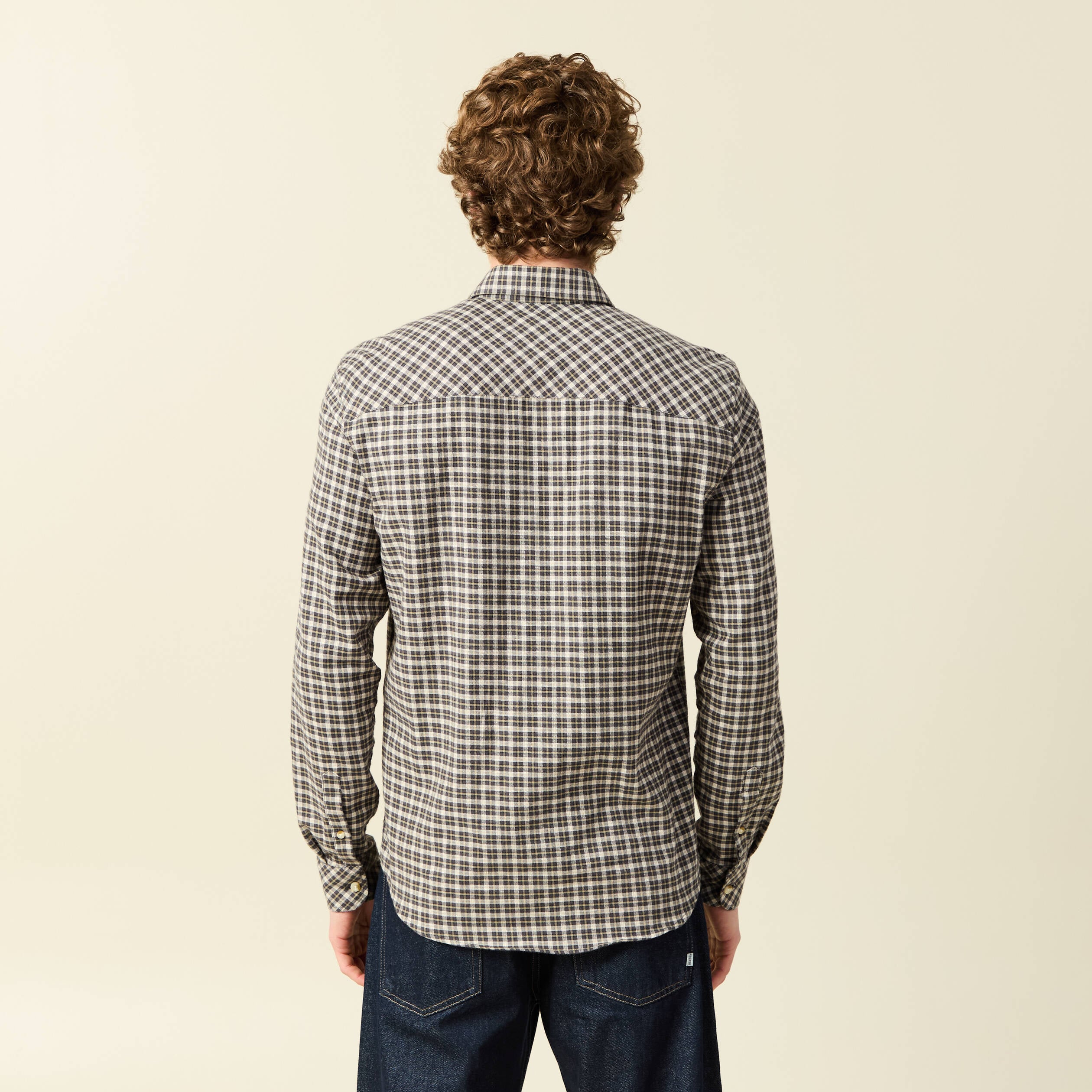 Chemise col classique manches longues vert kaki homme