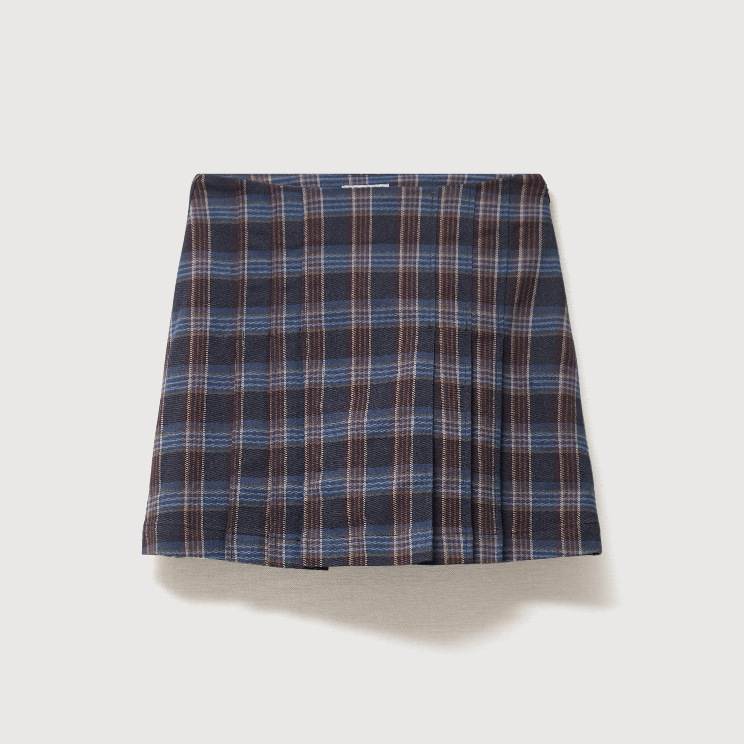 Mini-jupe doubl&eacute;e bleu gris femme