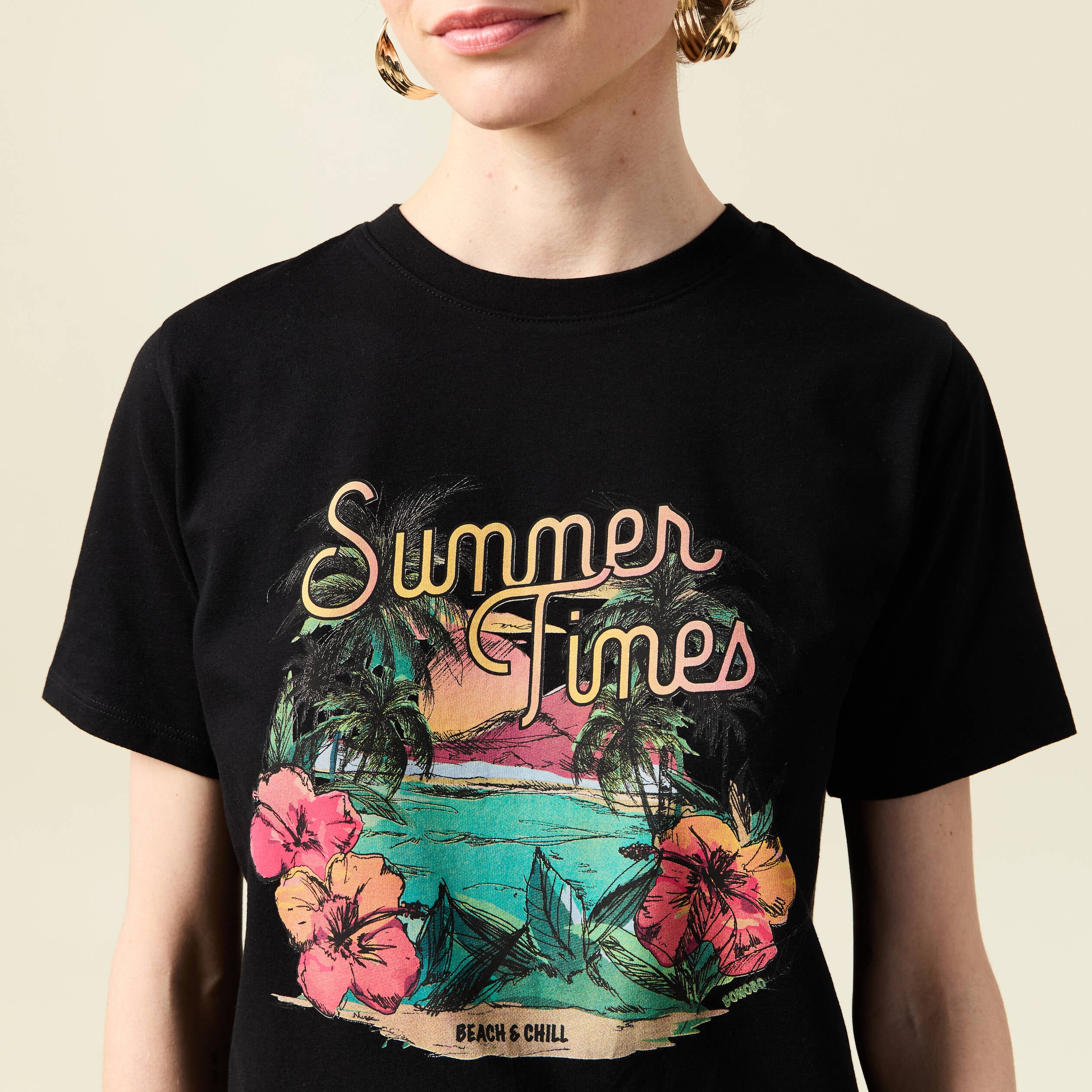 T-shirt manches courtes noir femme