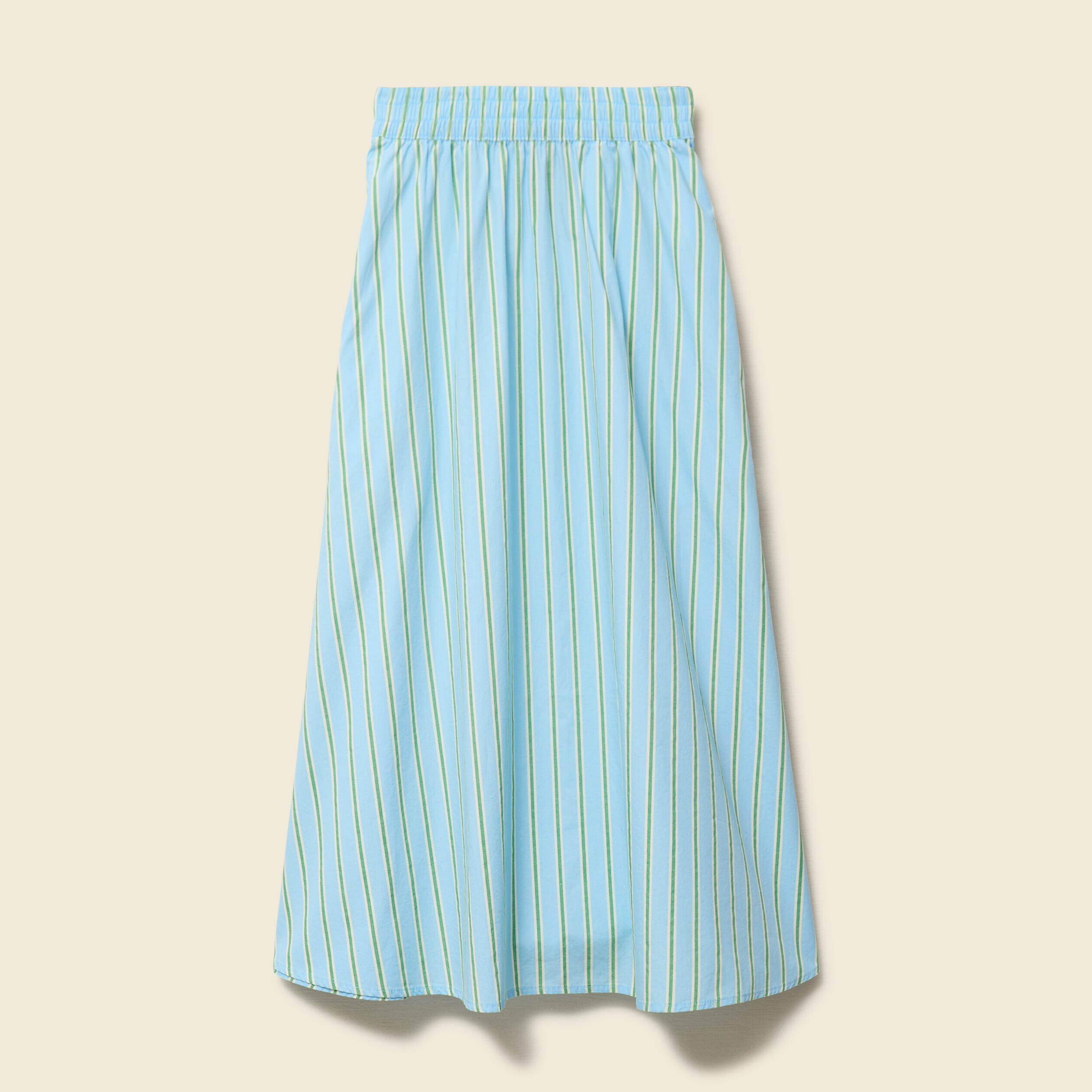 Jupe longue &eacute;vas&eacute;e en coton bleu ciel femme