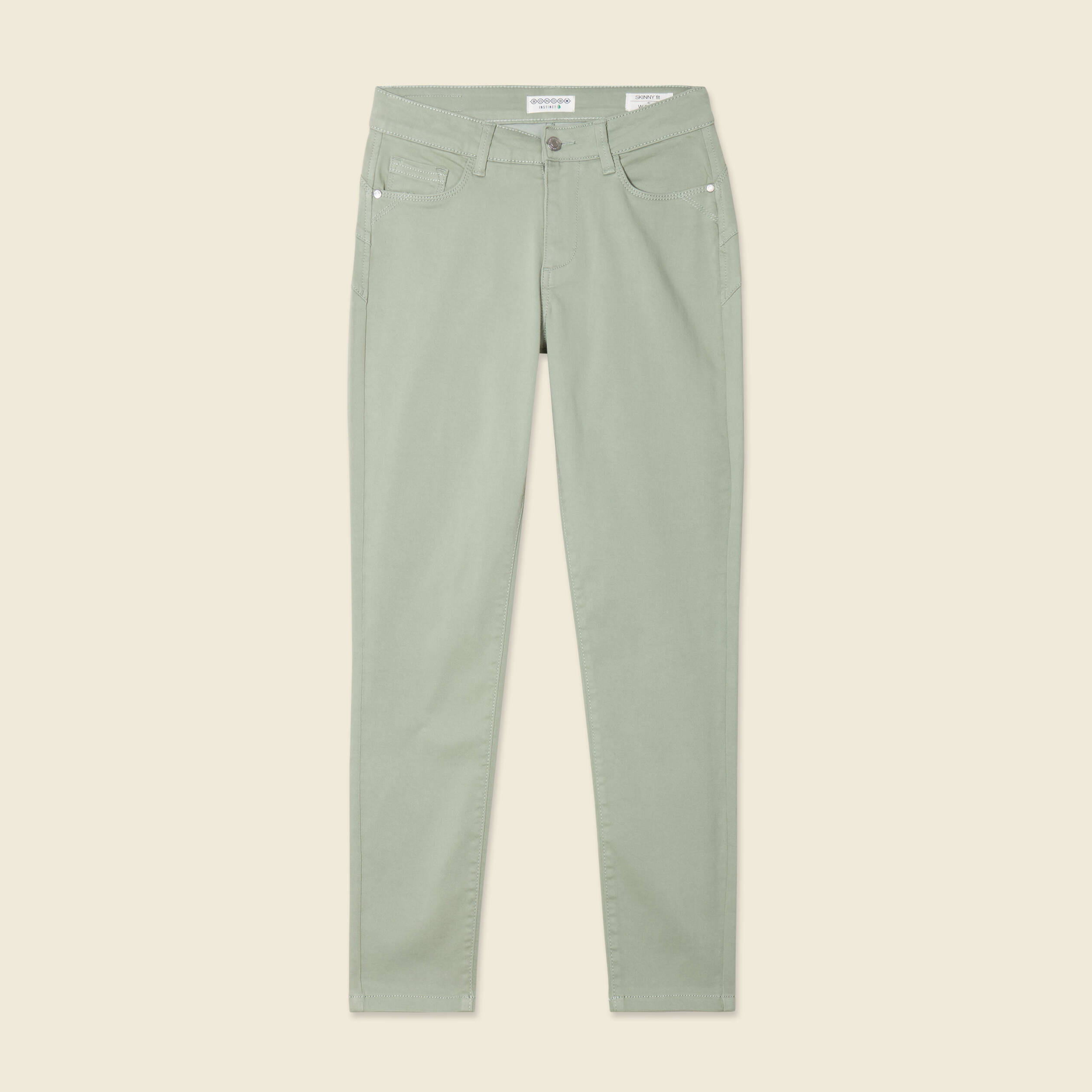 pantalon skinny push up 78eme vert olive femme Pantalon skinny push-up 7/8ème vert olive femme
